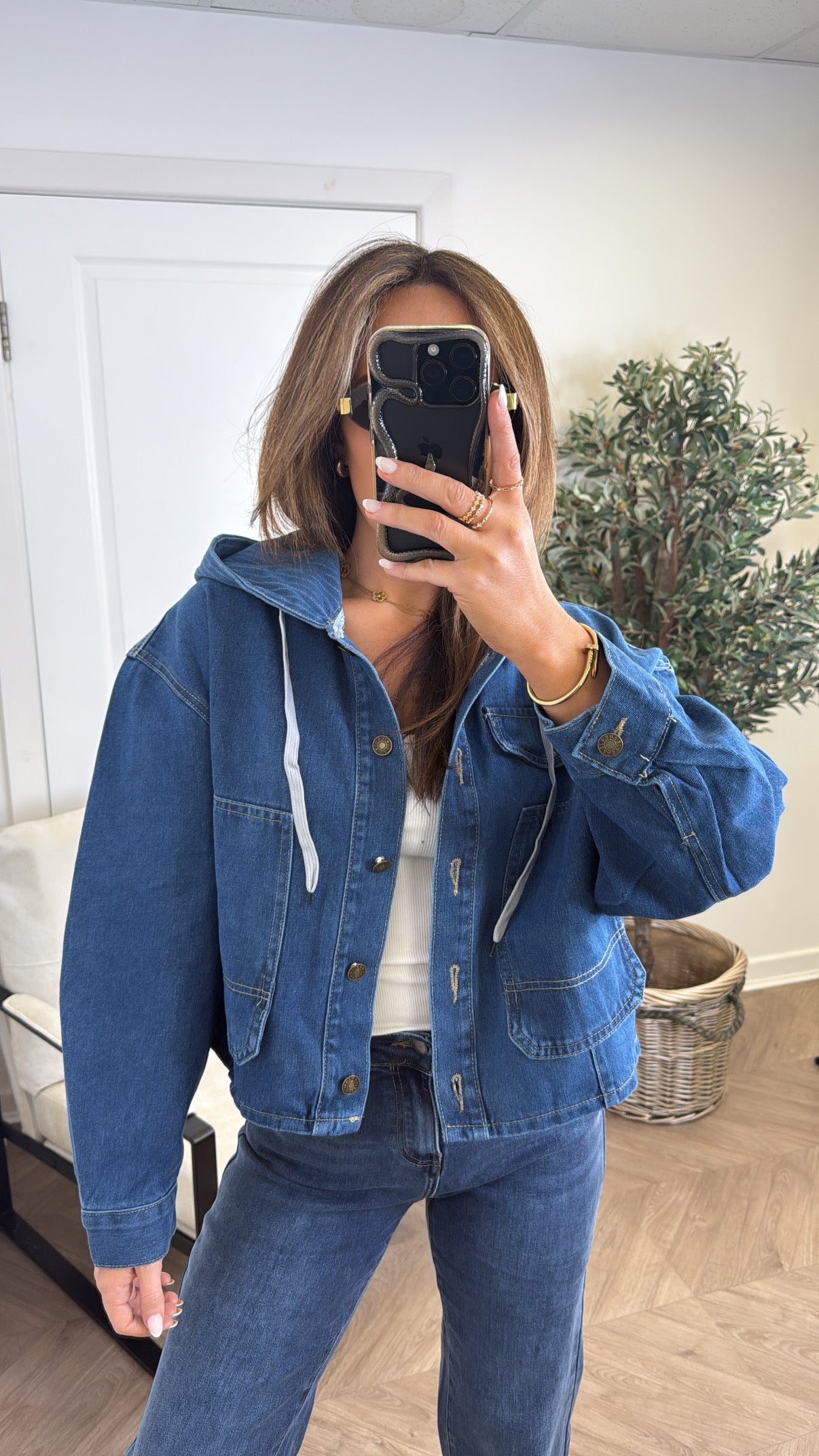 DEENA blue hooded denim jacket