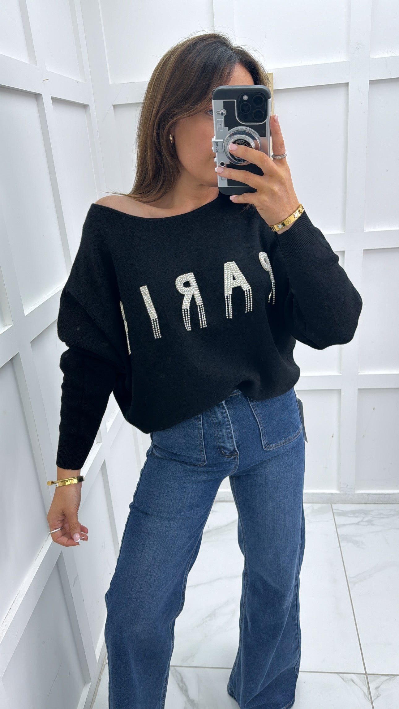 LUCIA black diamanté paris jumper