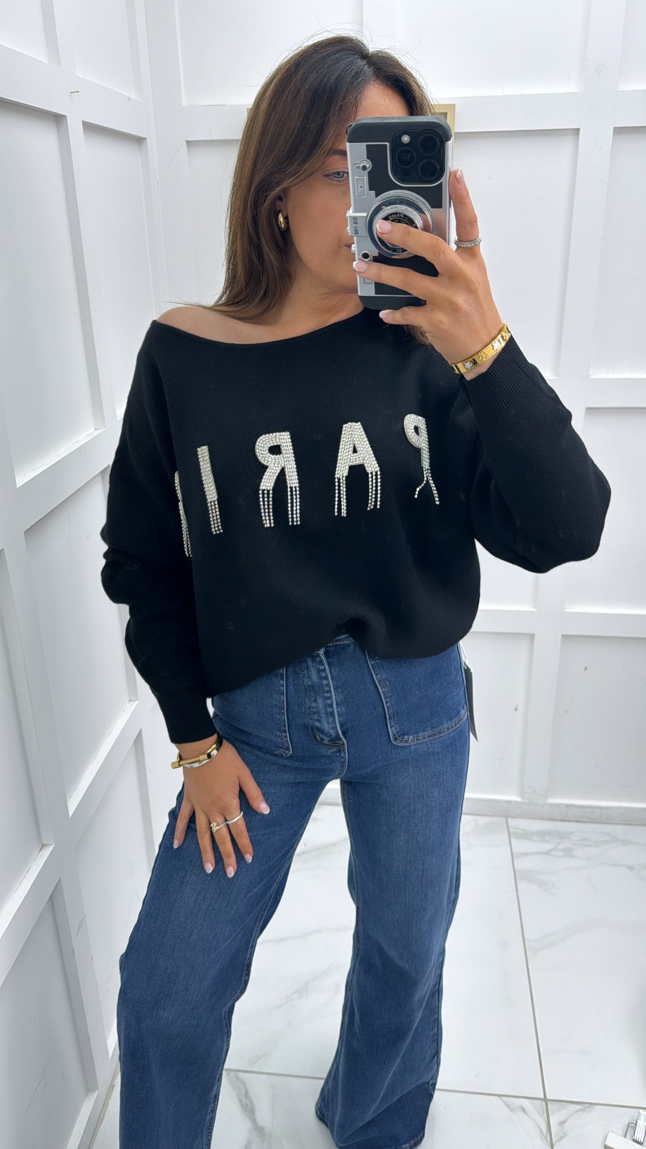 LUCIA black diamanté paris jumper