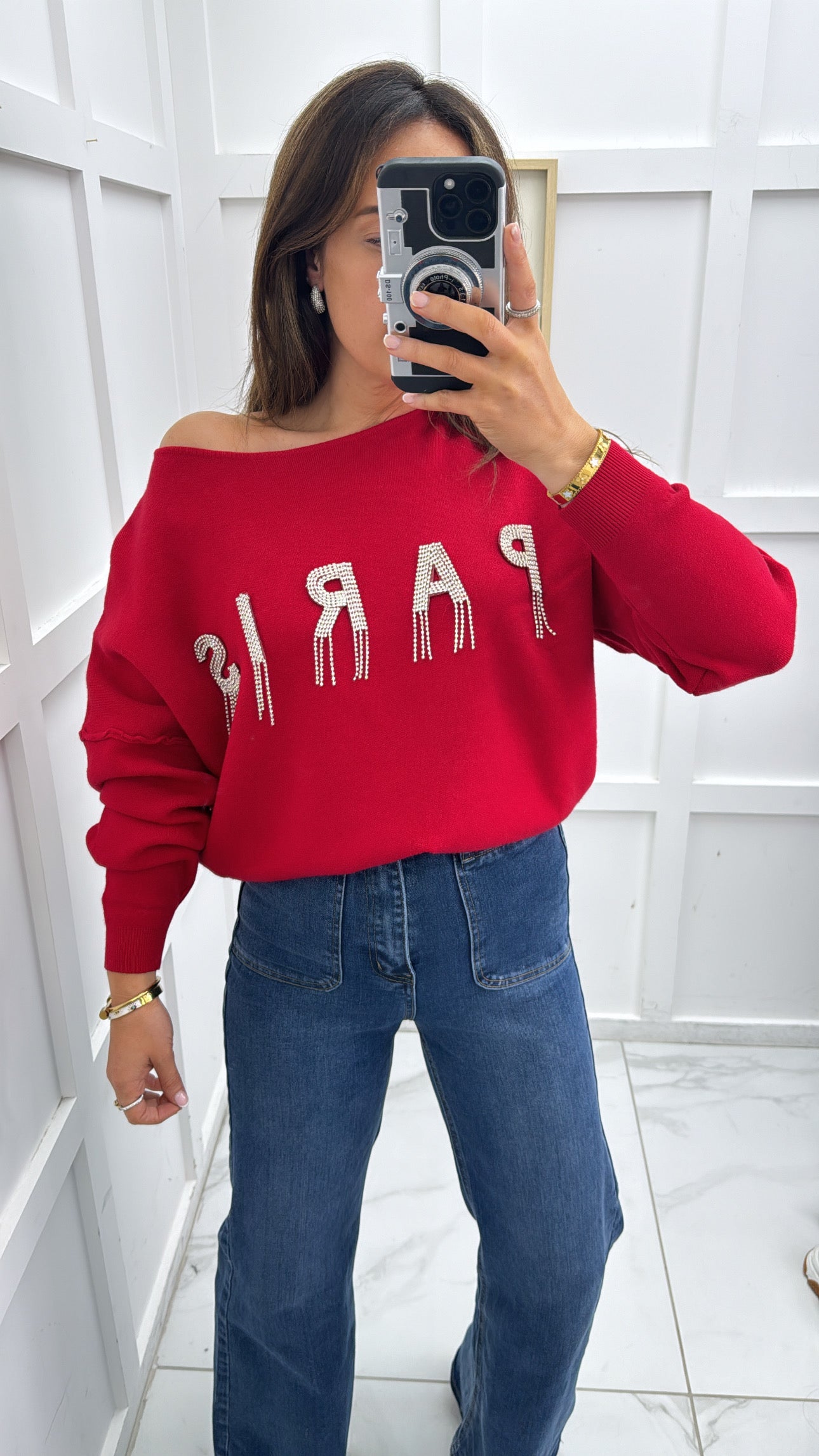 LUCIA red diamanté paris jumper