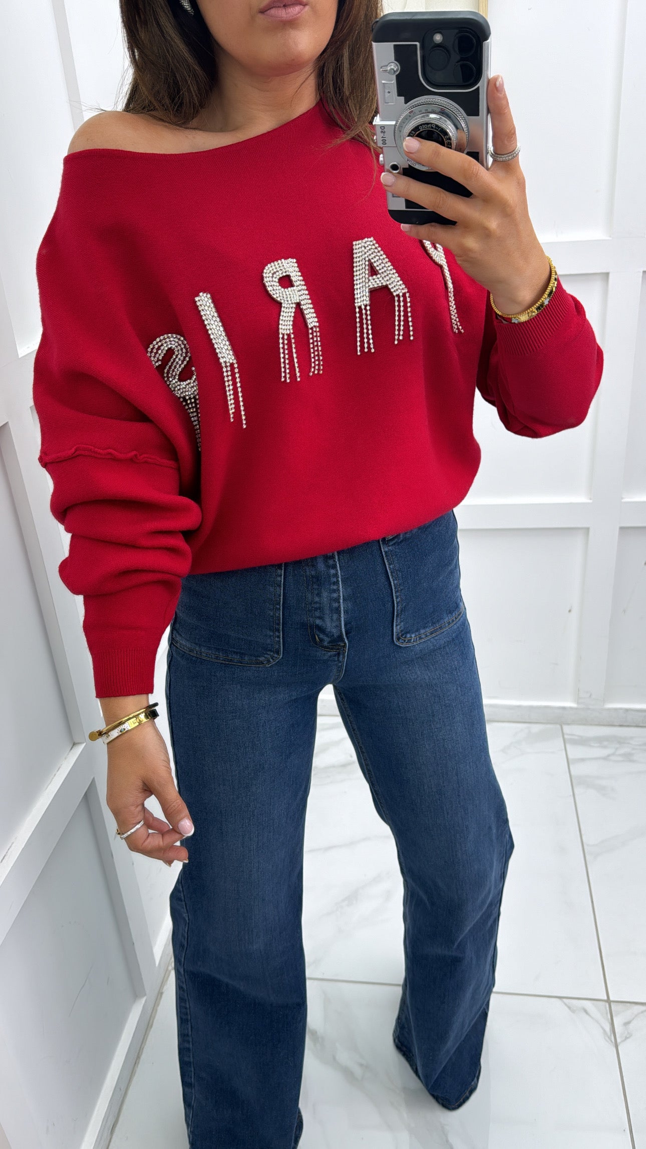 LUCIA red diamanté paris jumper