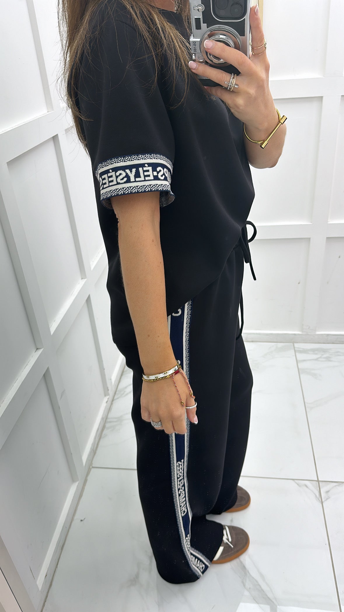 CHAMPS ELYSEE black top and jogger tracksuit side panel slogan