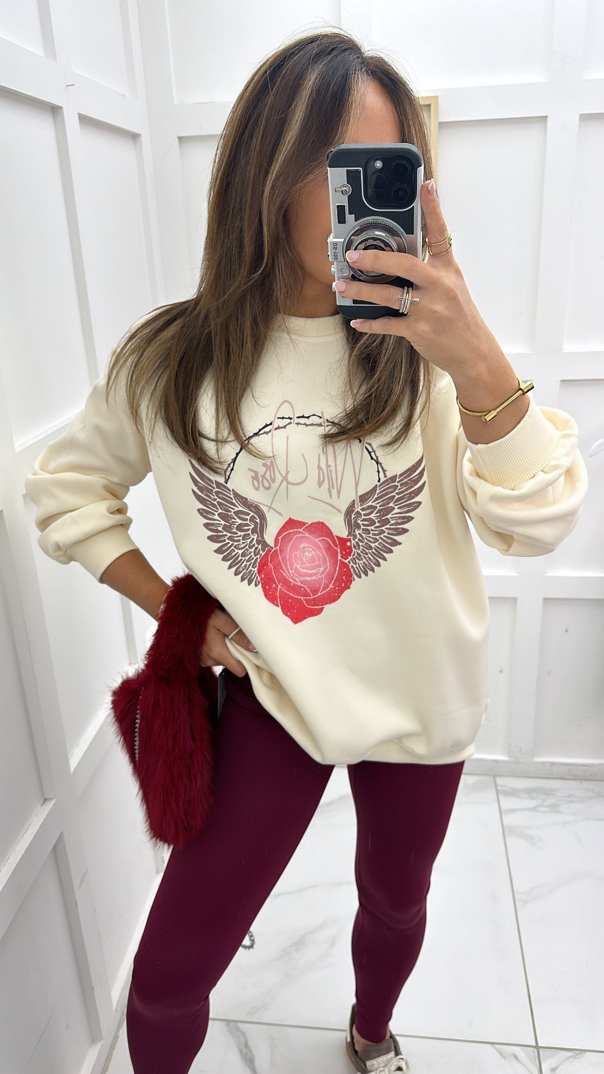 KIERA cream wild rose sweatshirt