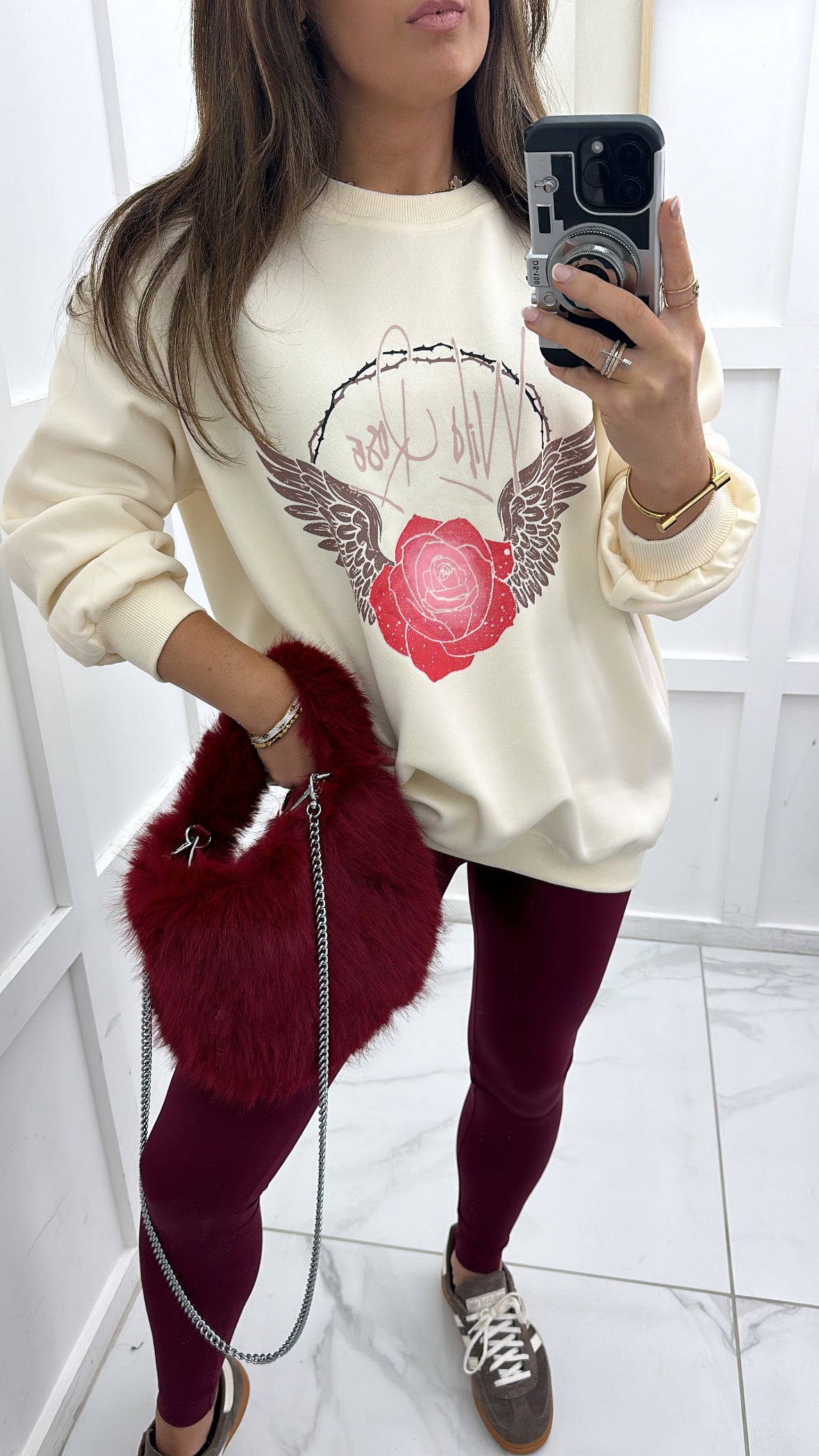 KIERA cream wild rose sweatshirt