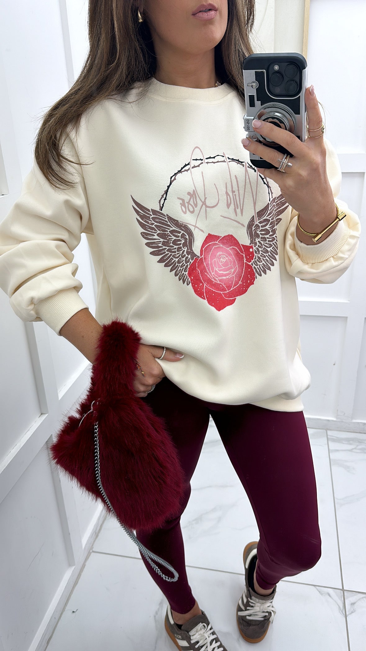 KIERA cream wild rose sweatshirt