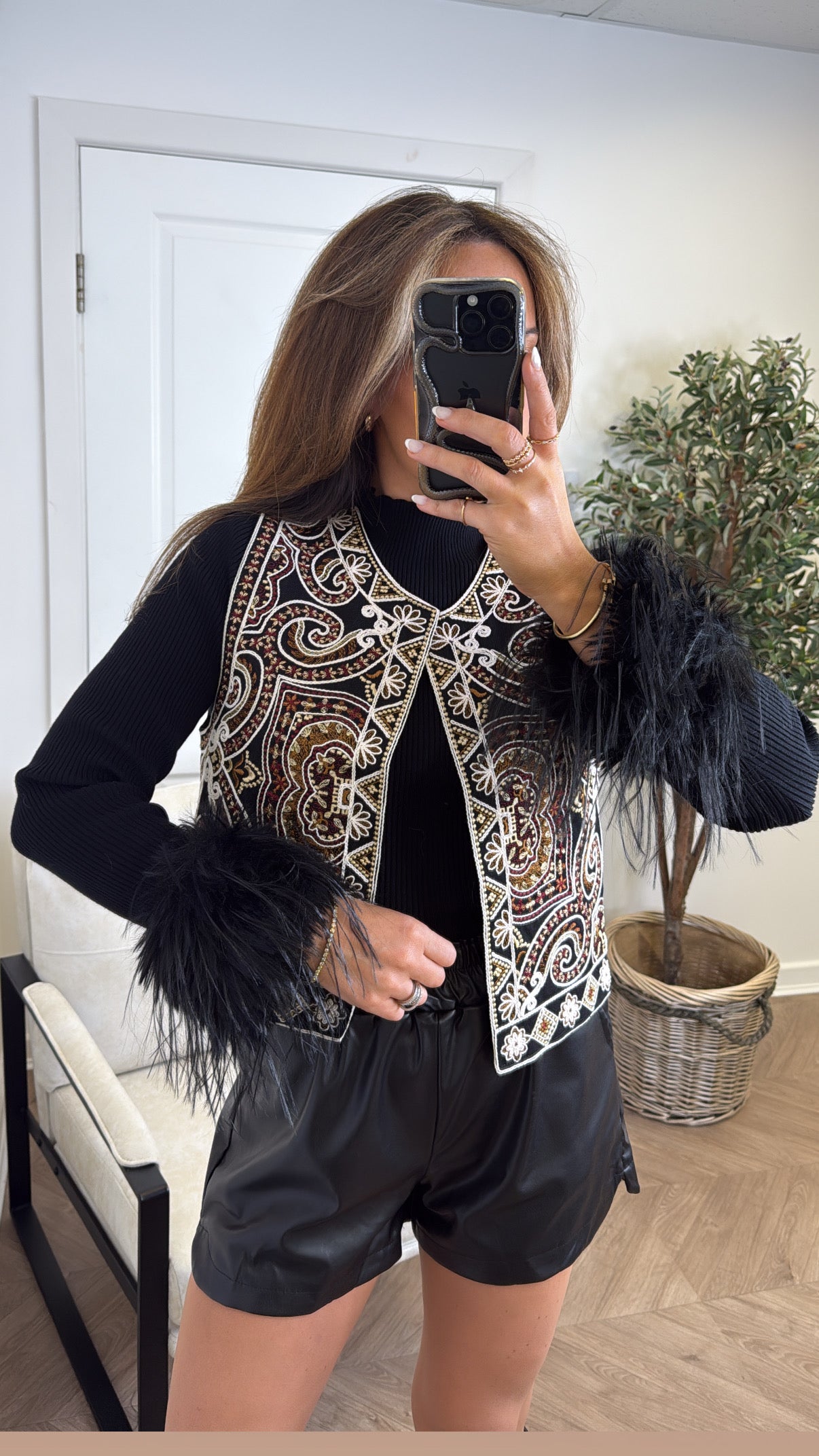 MILLY black embroidered waistcoat