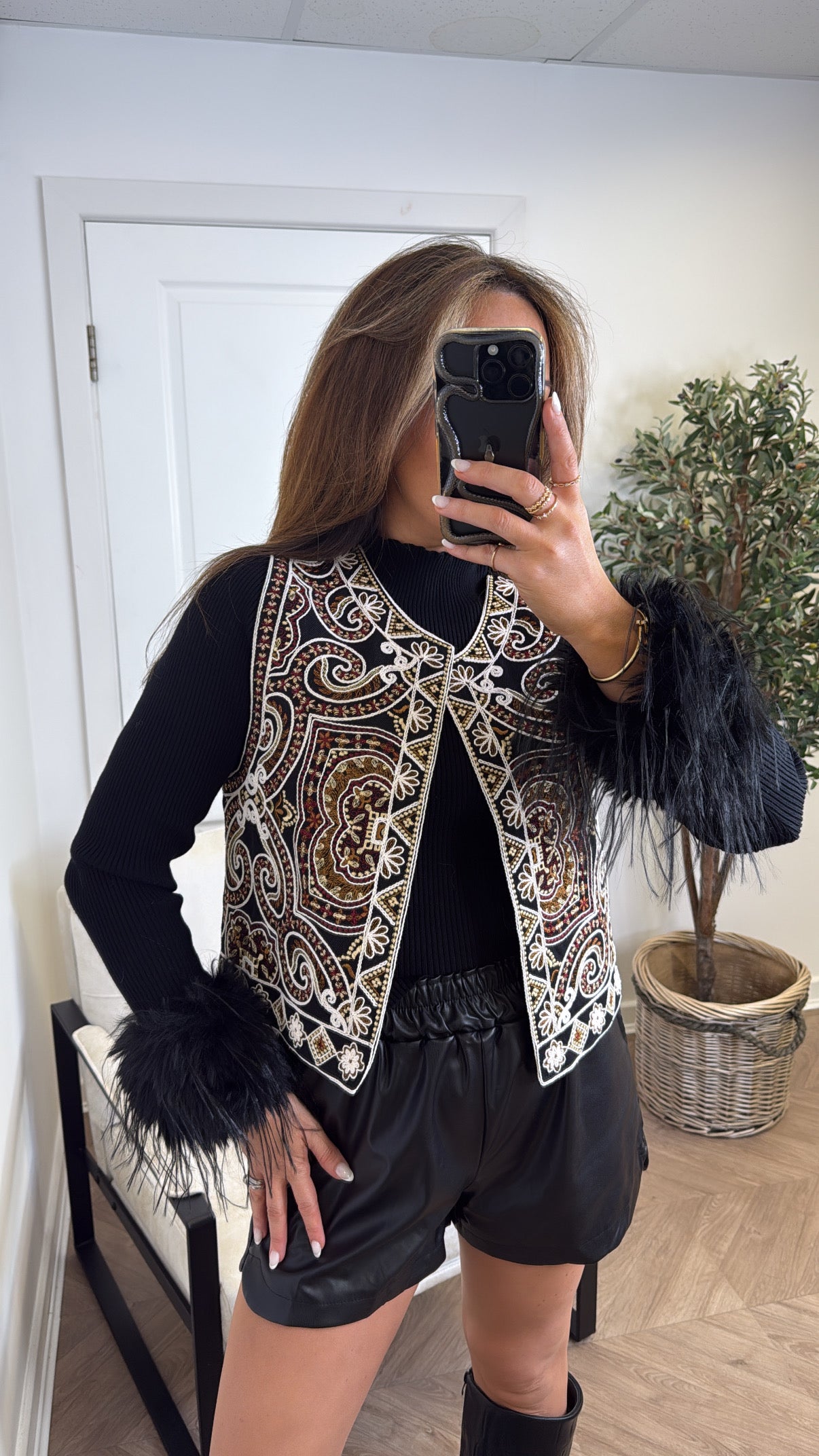 MILLY black embroidered waistcoat