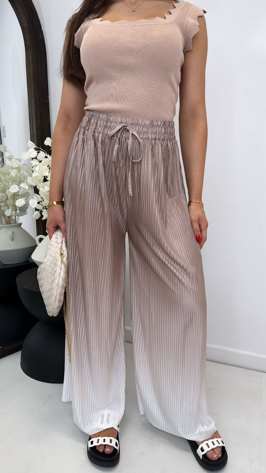 PETRA mocha ombre pleated trousers
