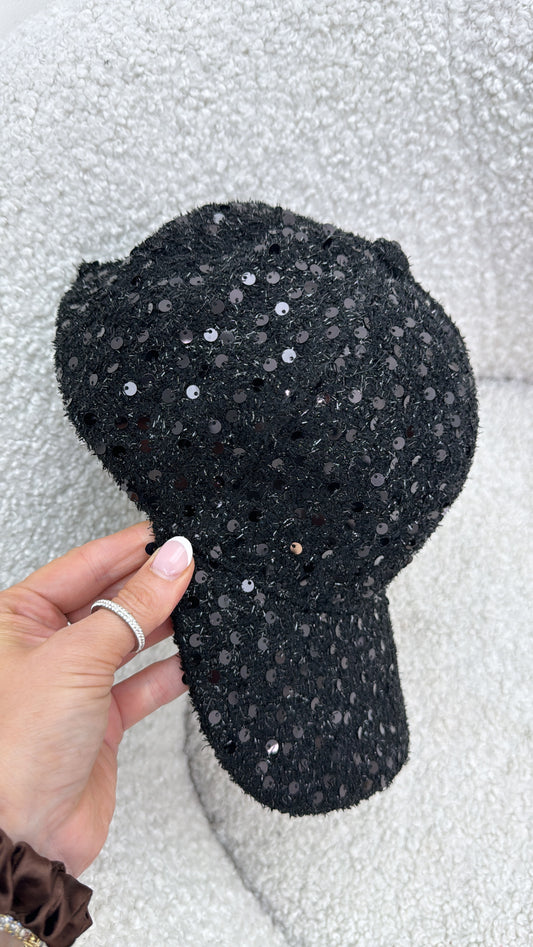 TULISA black sequin cap