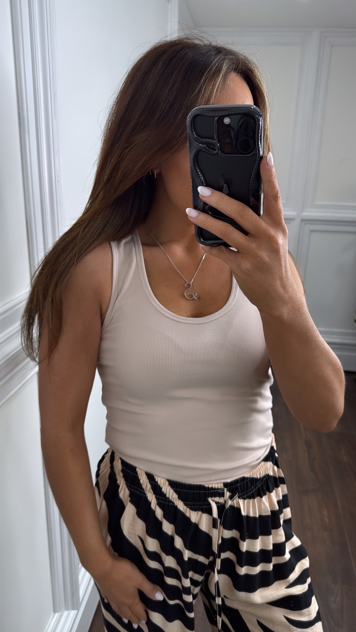 MACY beige ribbed vest top