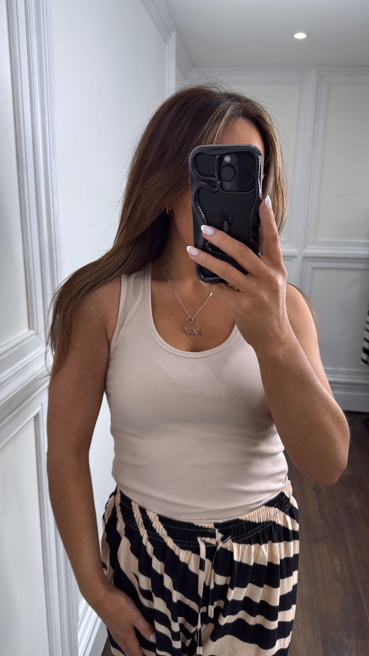 MACY beige ribbed vest top