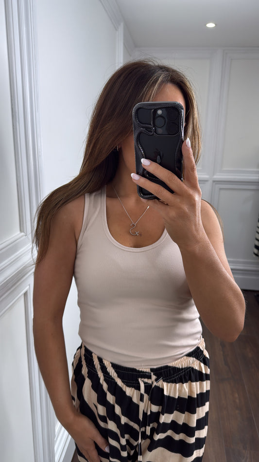 MACY beige ribbed vest top