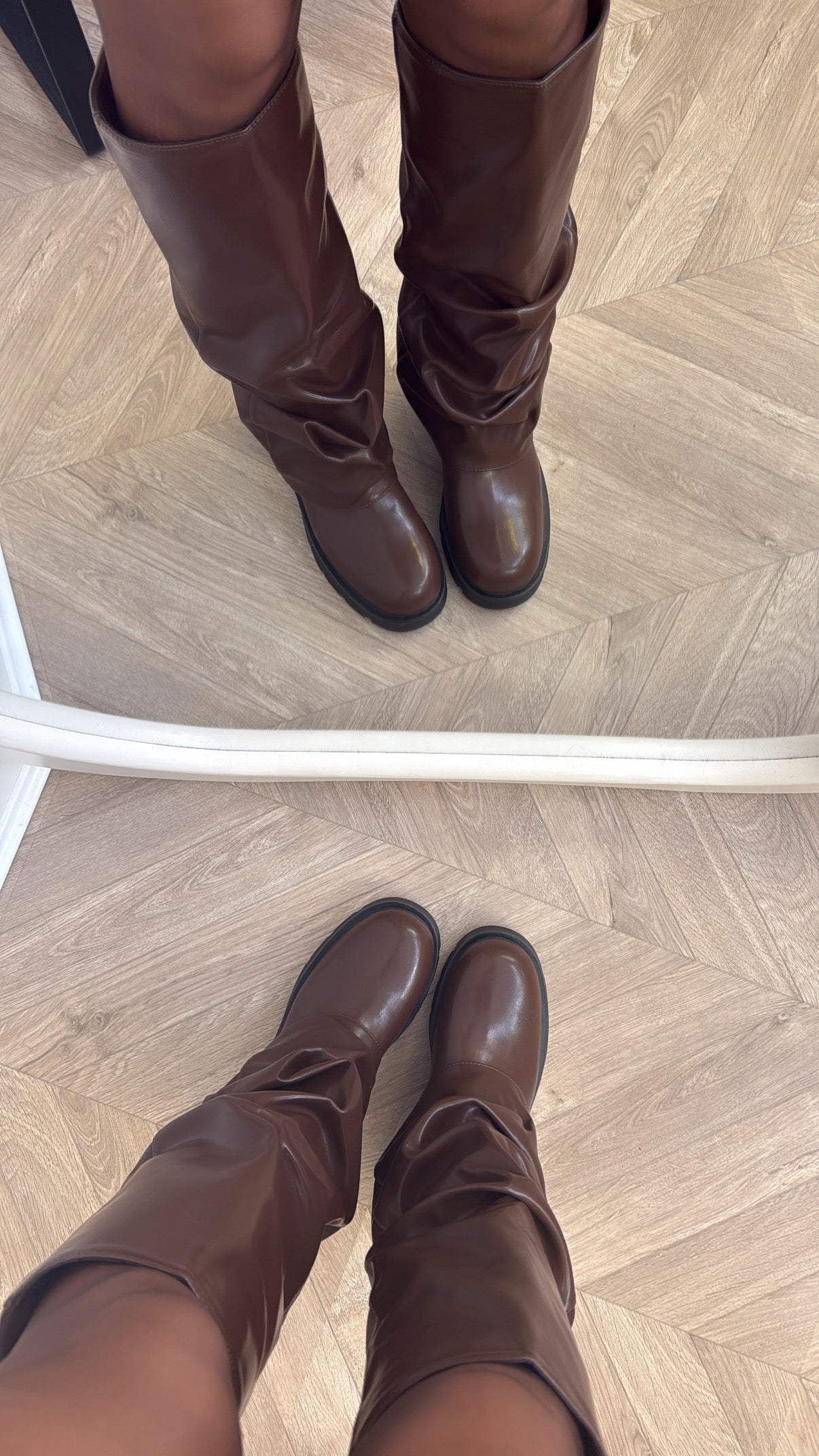ARIZONA brown faux leather fold down boots