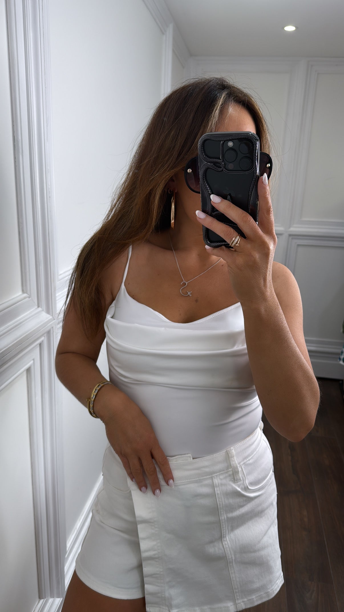 FINOLA white cowl cupped bodysuit