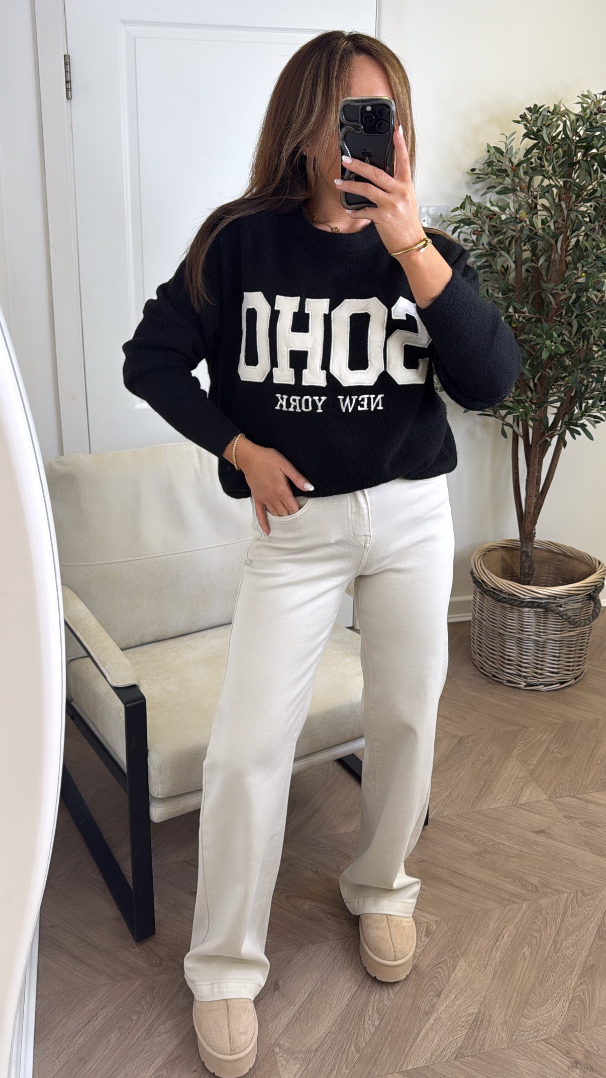 SOHO black soft knit logo jumper
