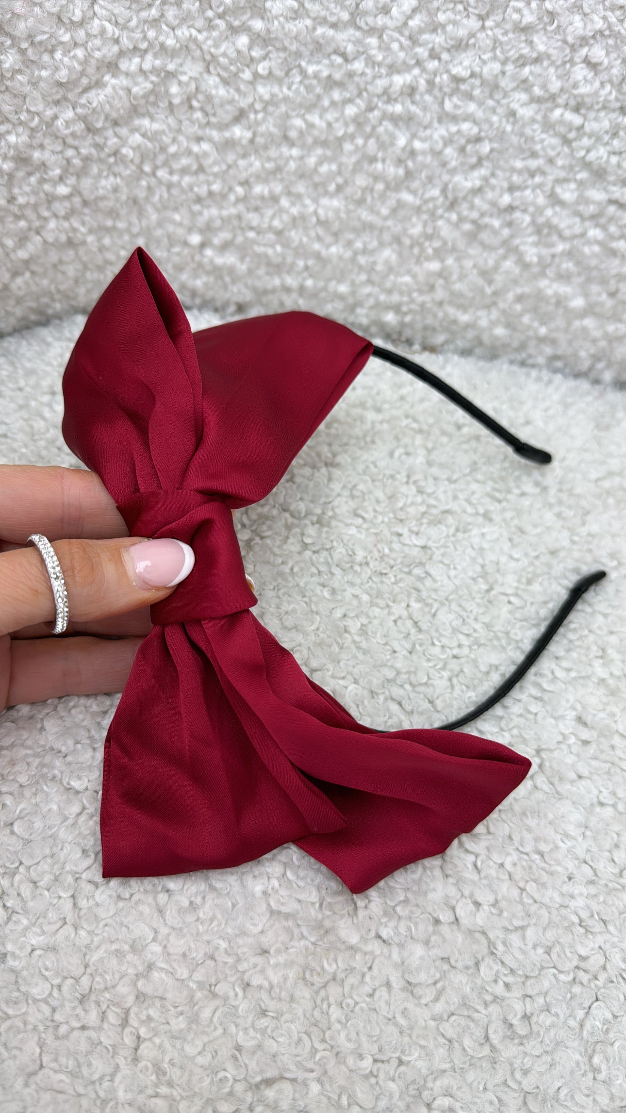 HEIDI cherry red satin bow headband