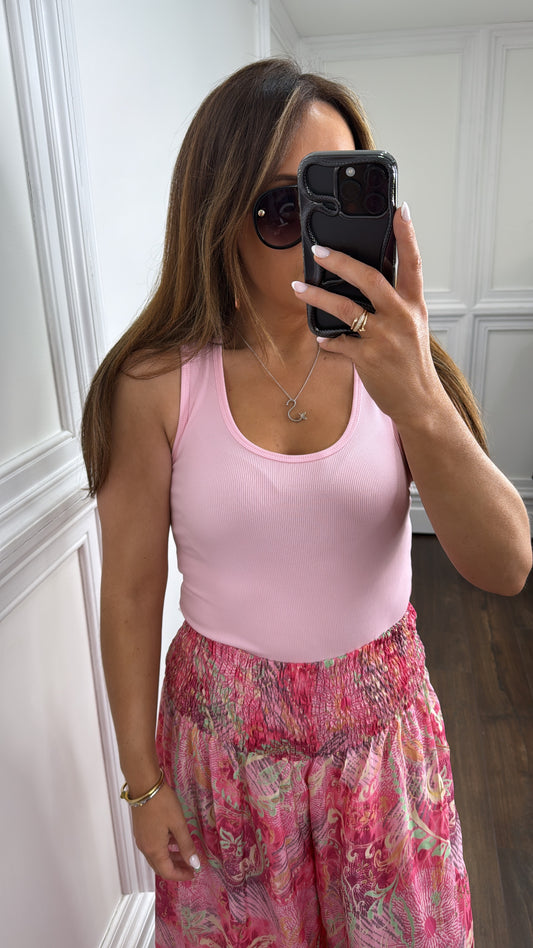 MACY pink ribbed vest top