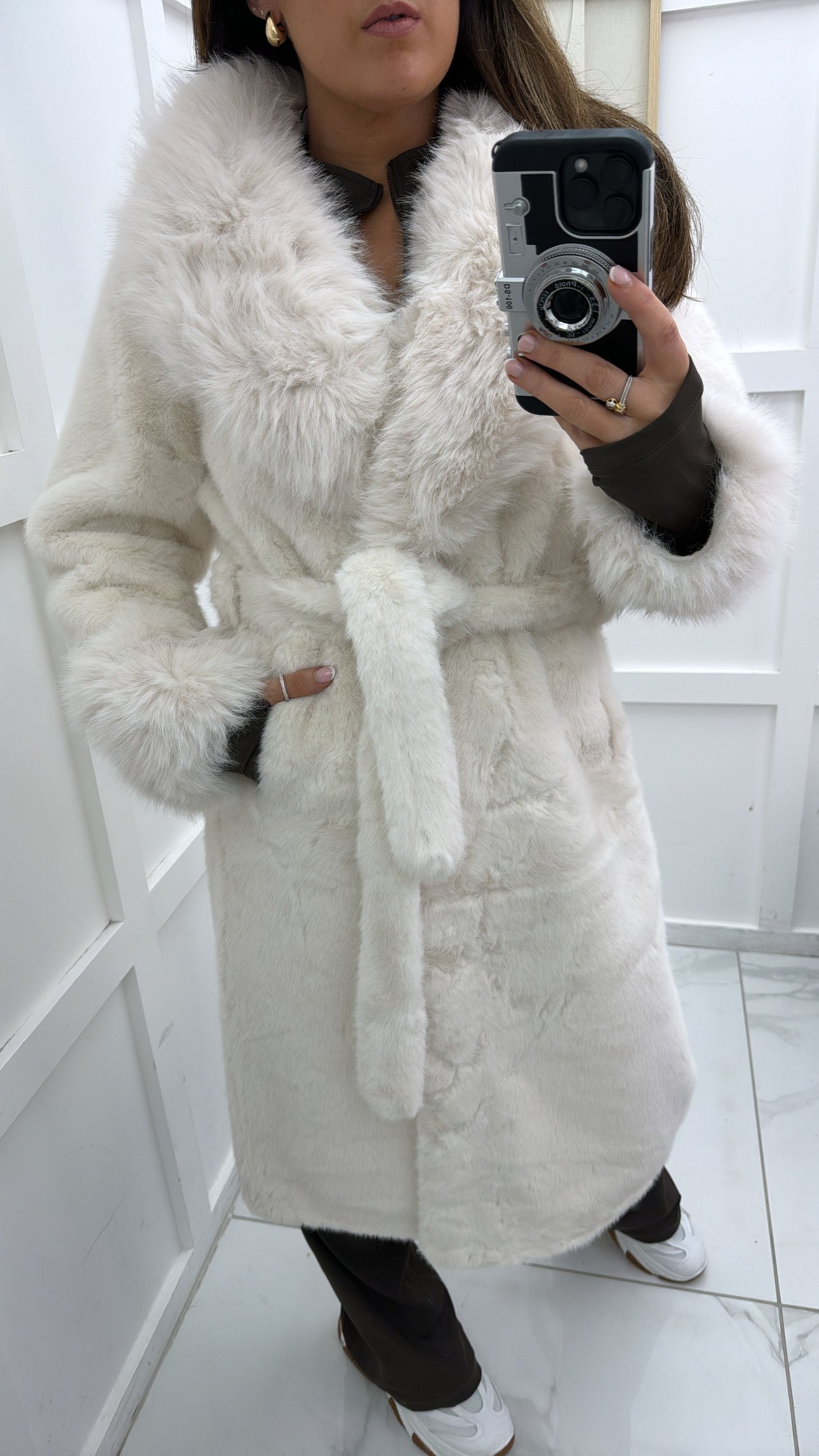 PORTIA cream faux fur coat