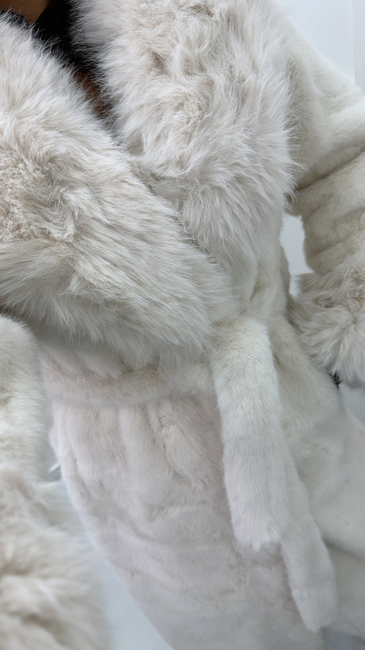 PORTIA cream faux fur coat