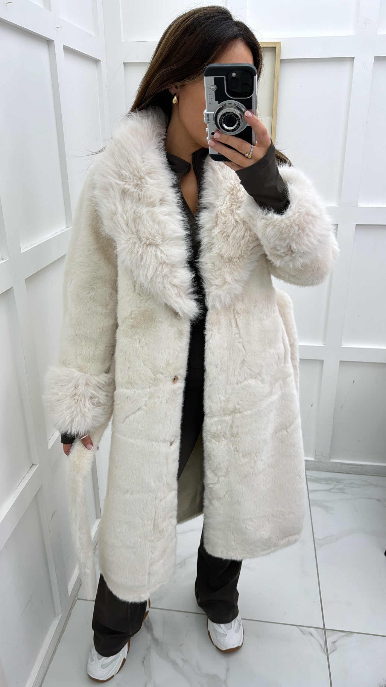 PORTIA cream faux fur coat