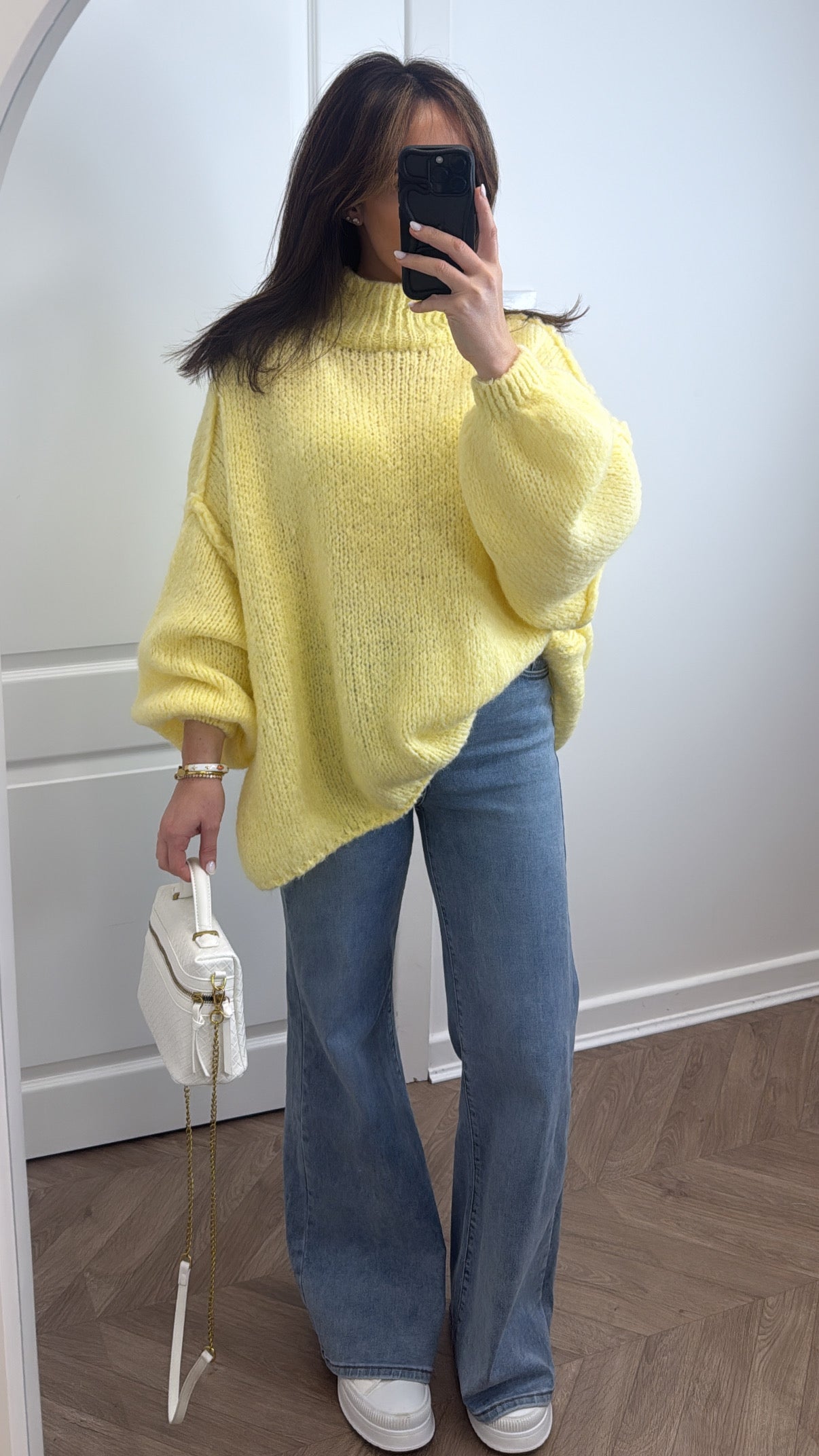 YVETTE lemon high neck knitted jumper