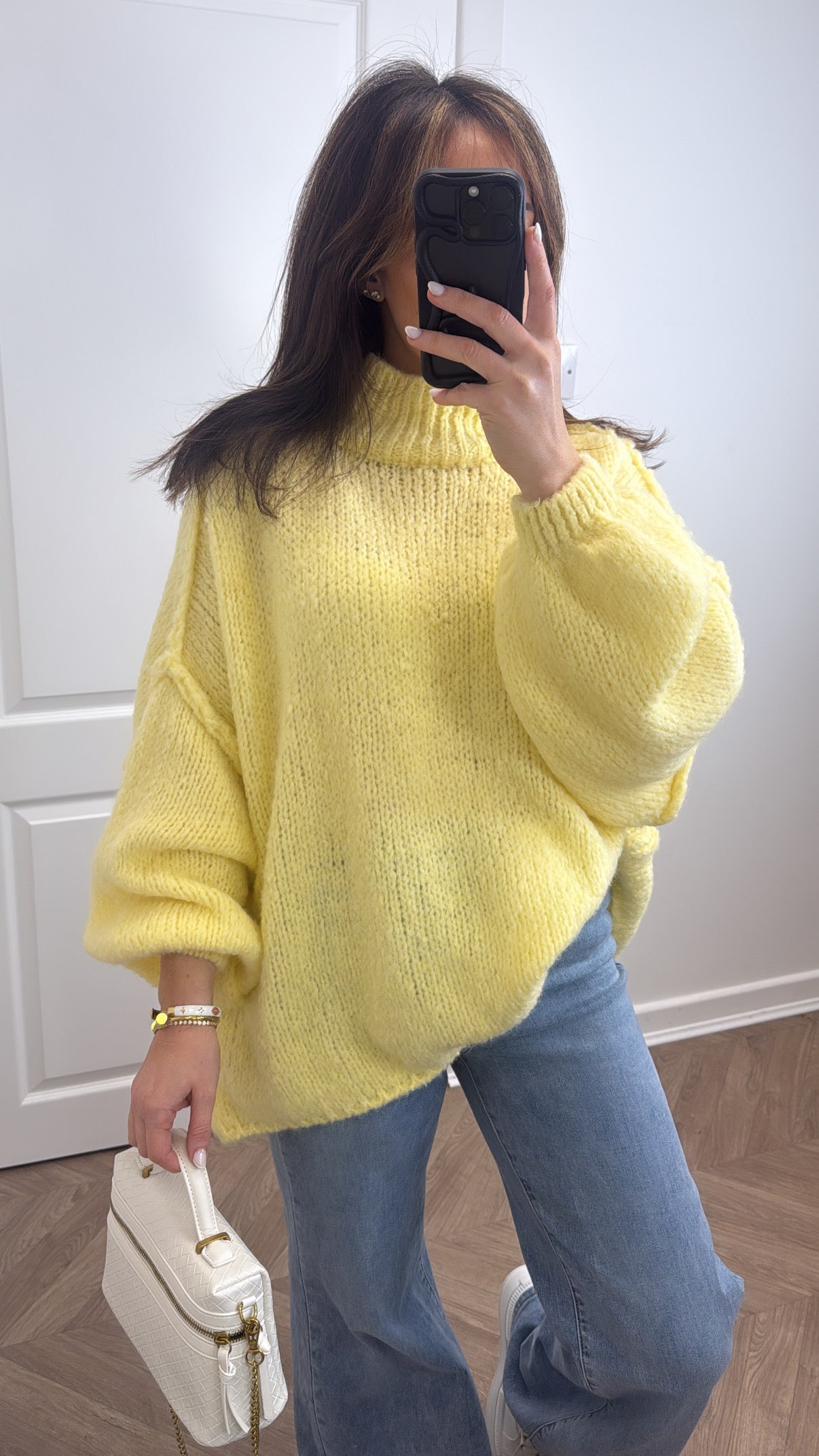 YVETTE lemon high neck knitted jumper