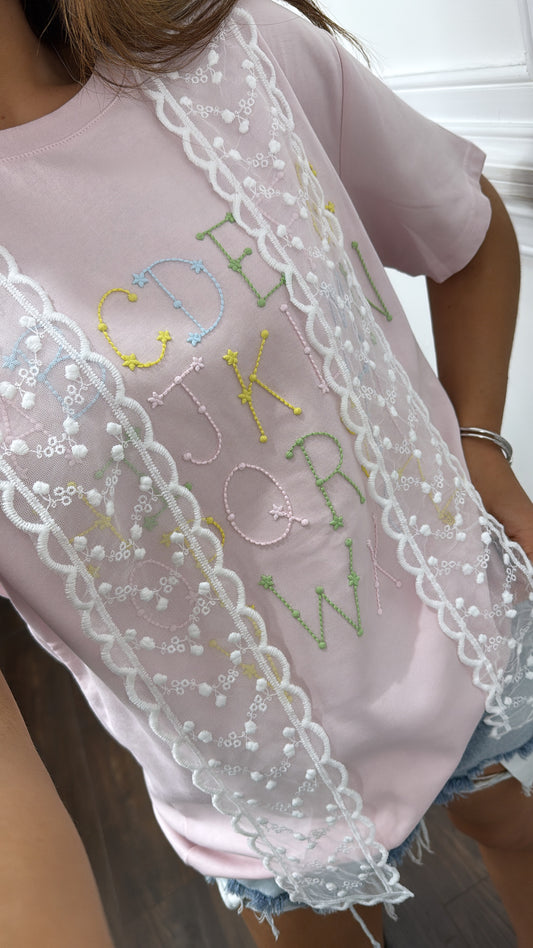 ABIGAIL pink alphabet t-shirt