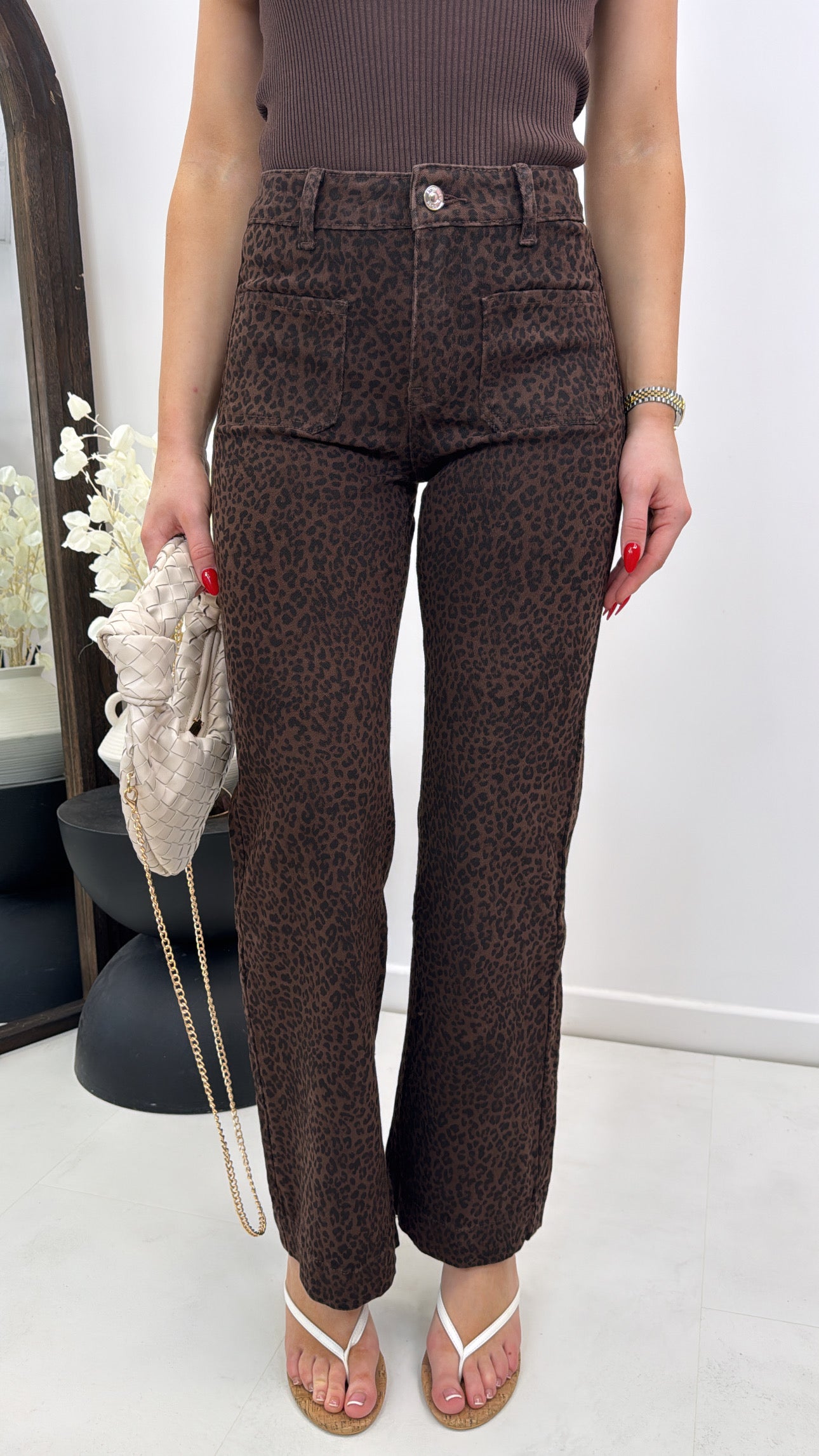 WILMA leopard print wide leg jeans