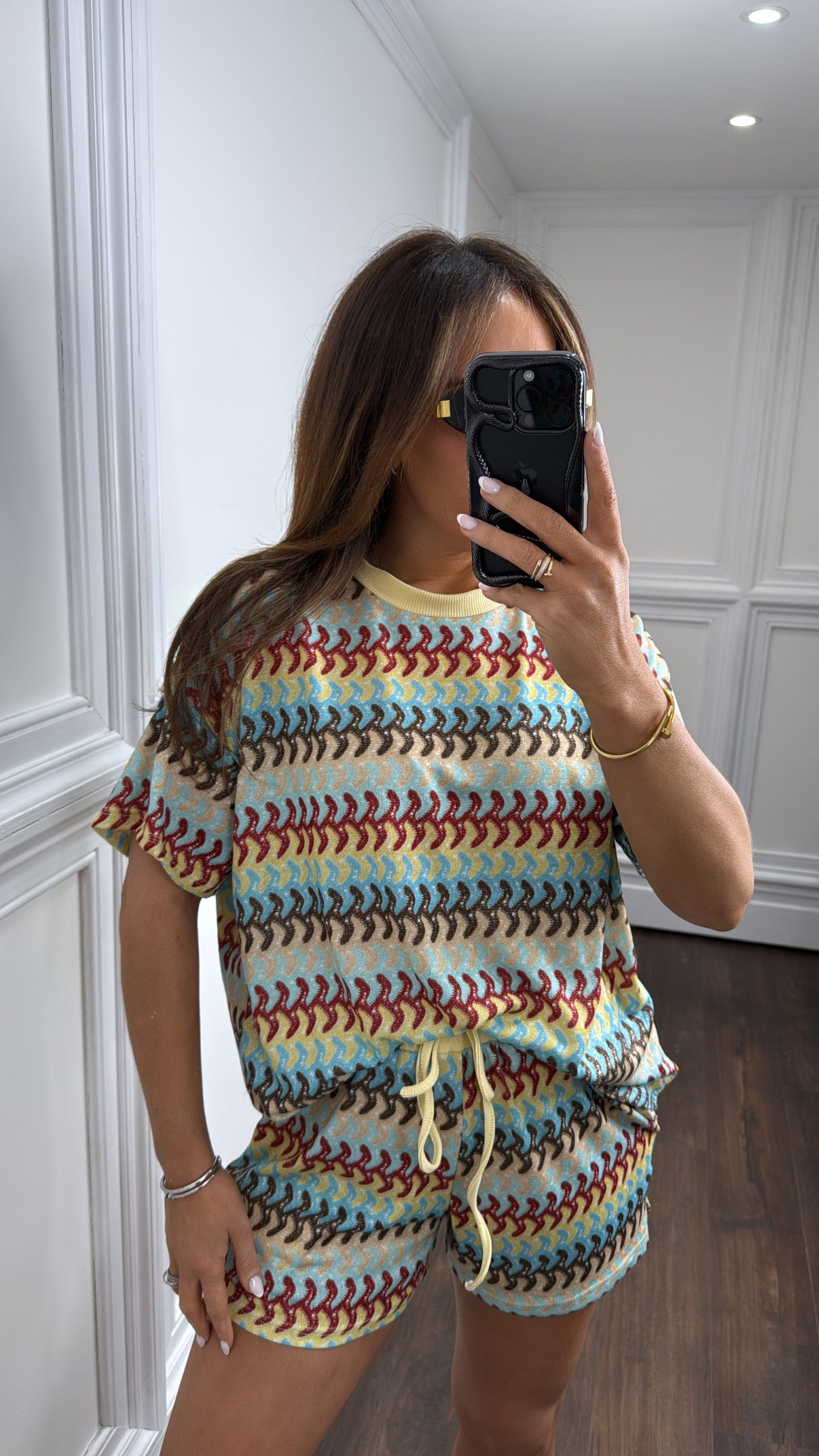 OLIVIA lemon multi print top and shorts co-ord