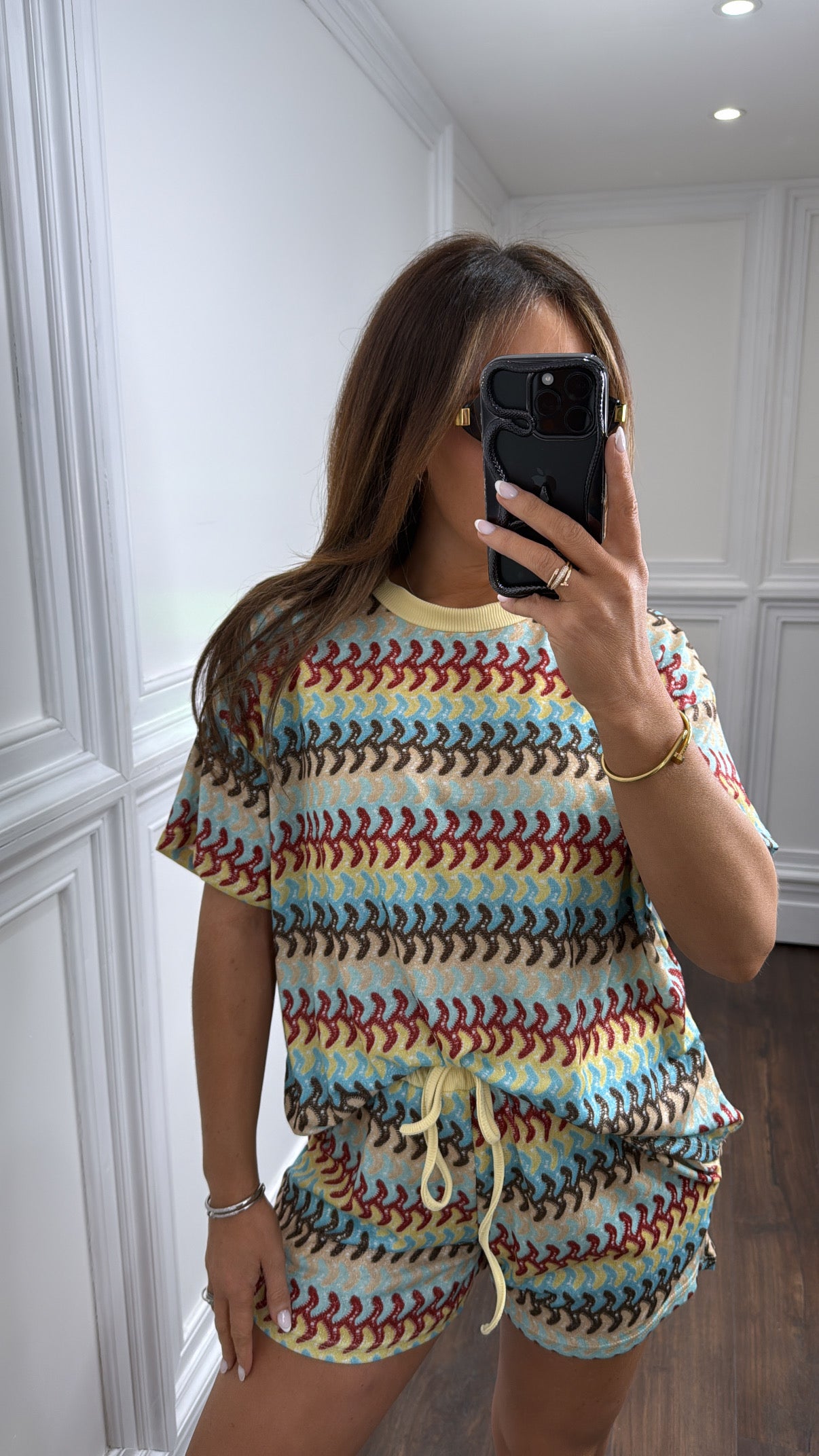 OLIVIA lemon multi print top and shorts co-ord