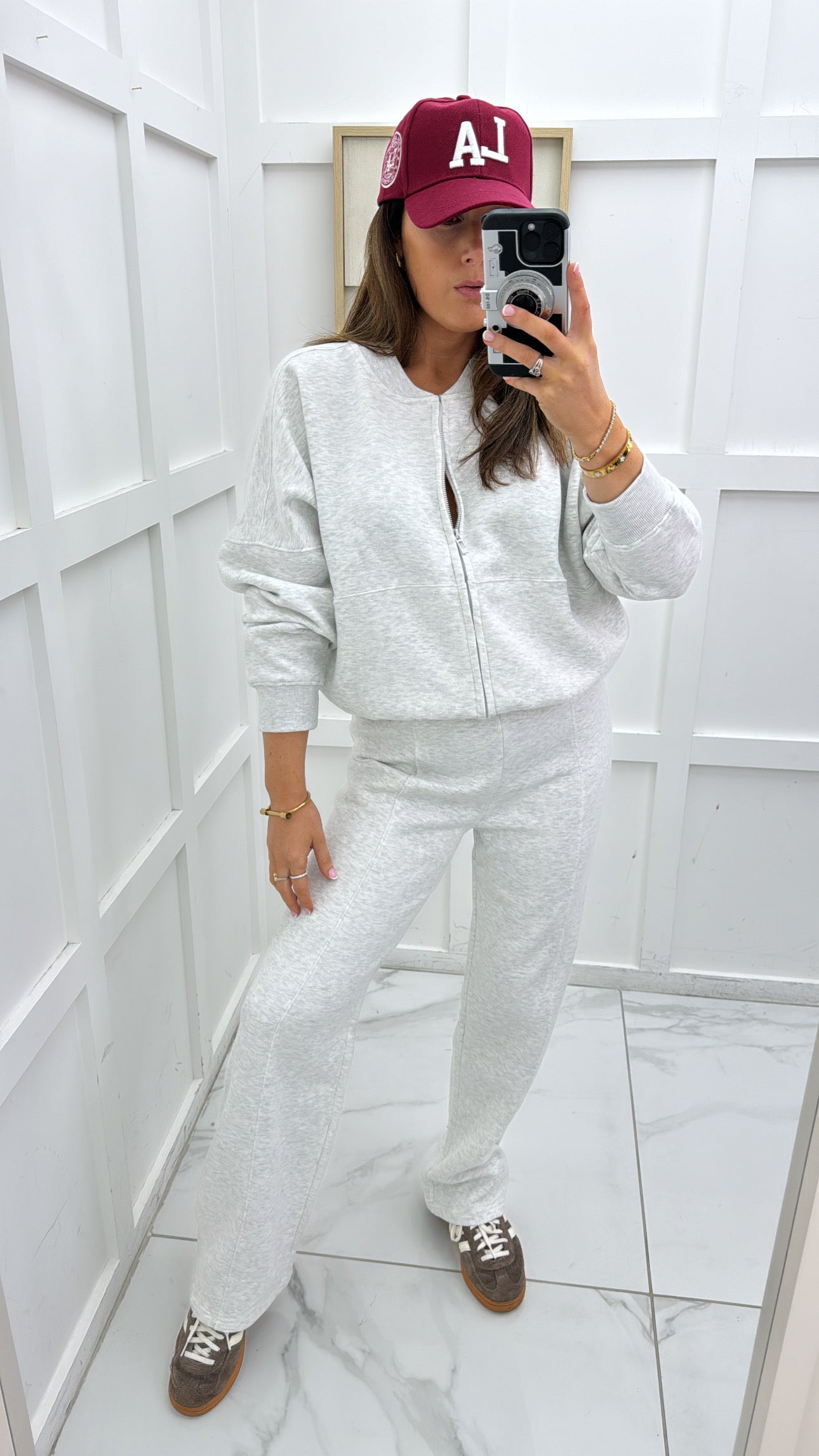 ELLEN light grey marl bomber and trouser lounge set