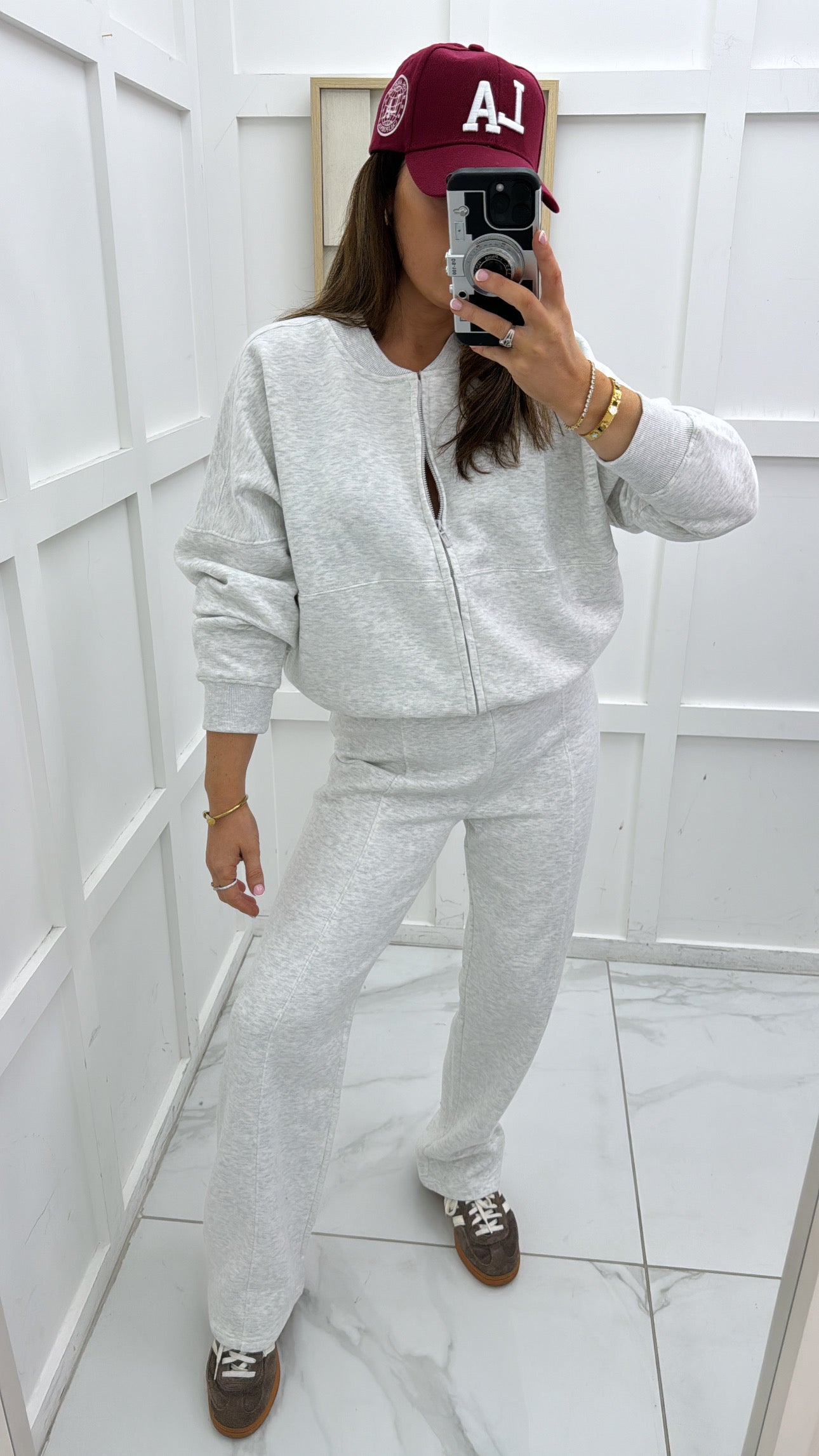 ELLEN light grey marl bomber and trouser lounge set