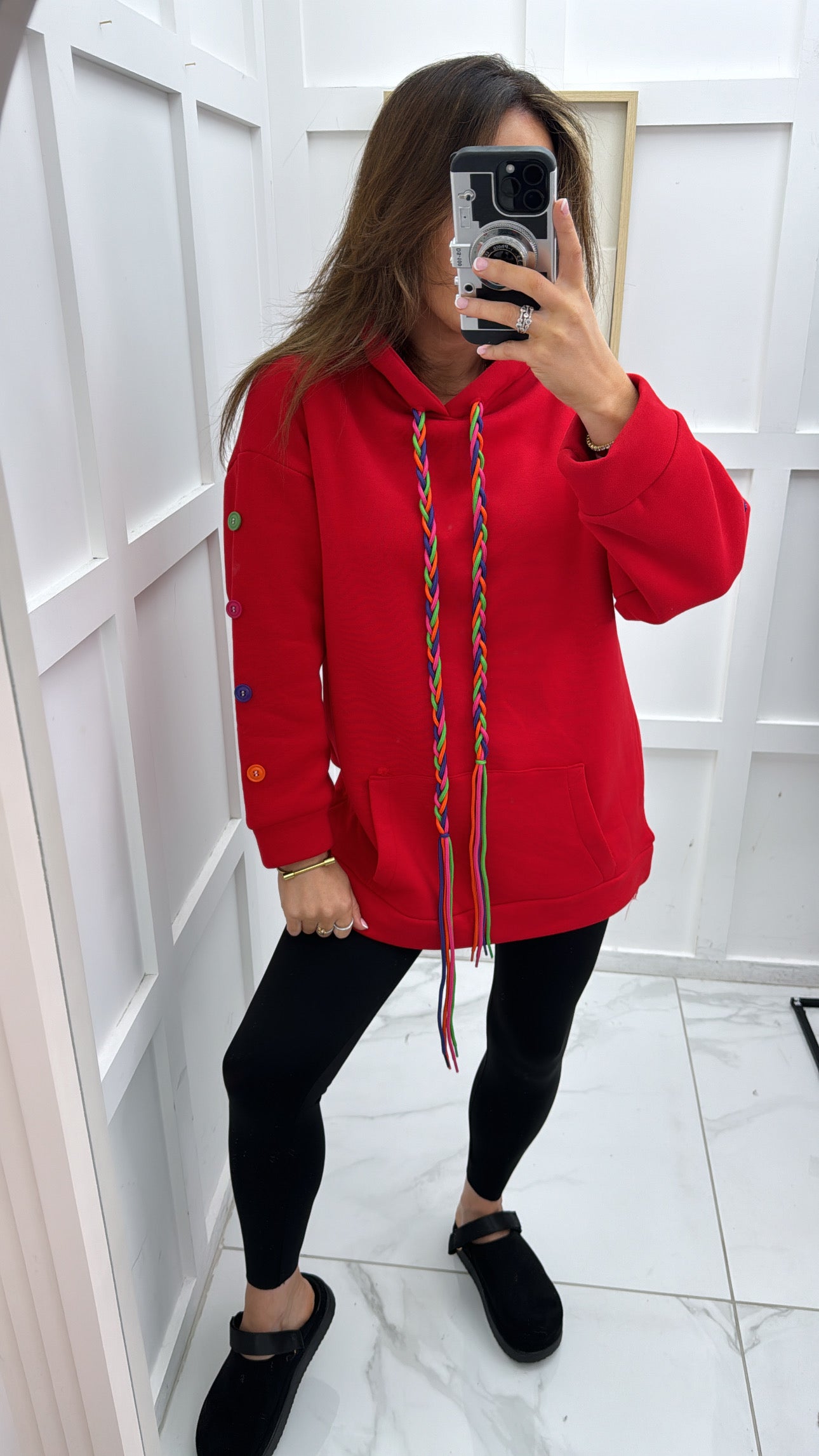 BAILEY red button sleeve oversized hoody