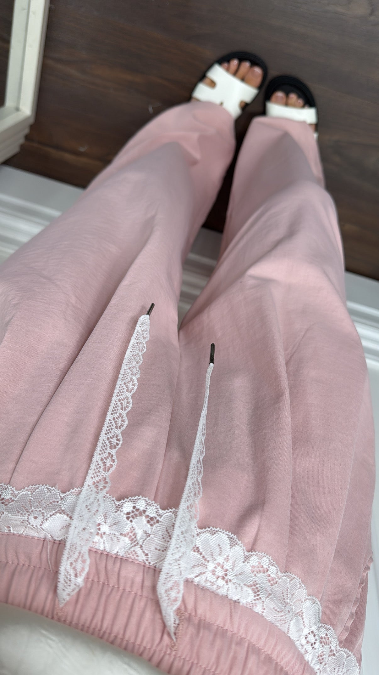 JORDANA pink palazzo lace trousers