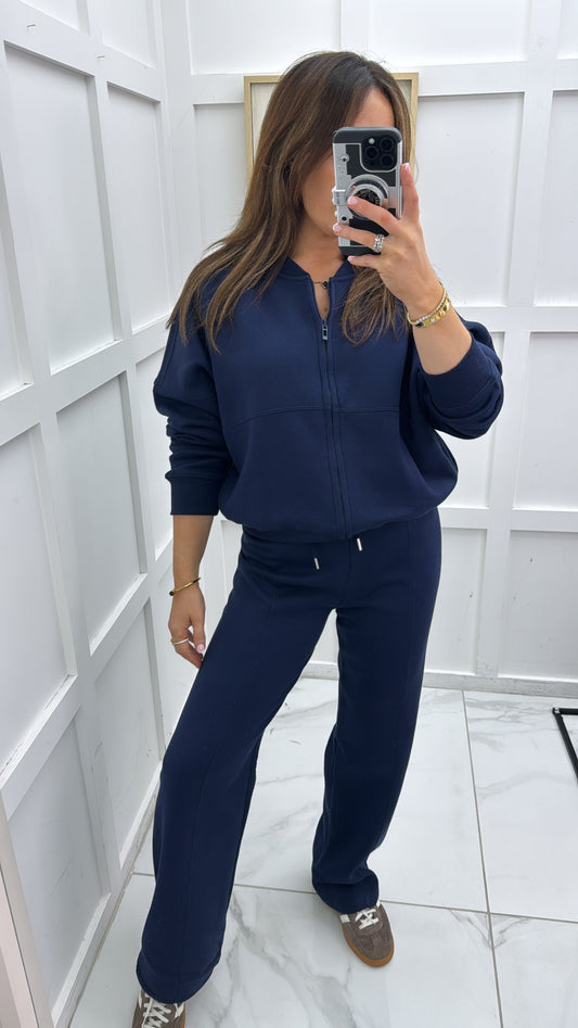 ELLEN navy bomber jacket and trouser lounge set