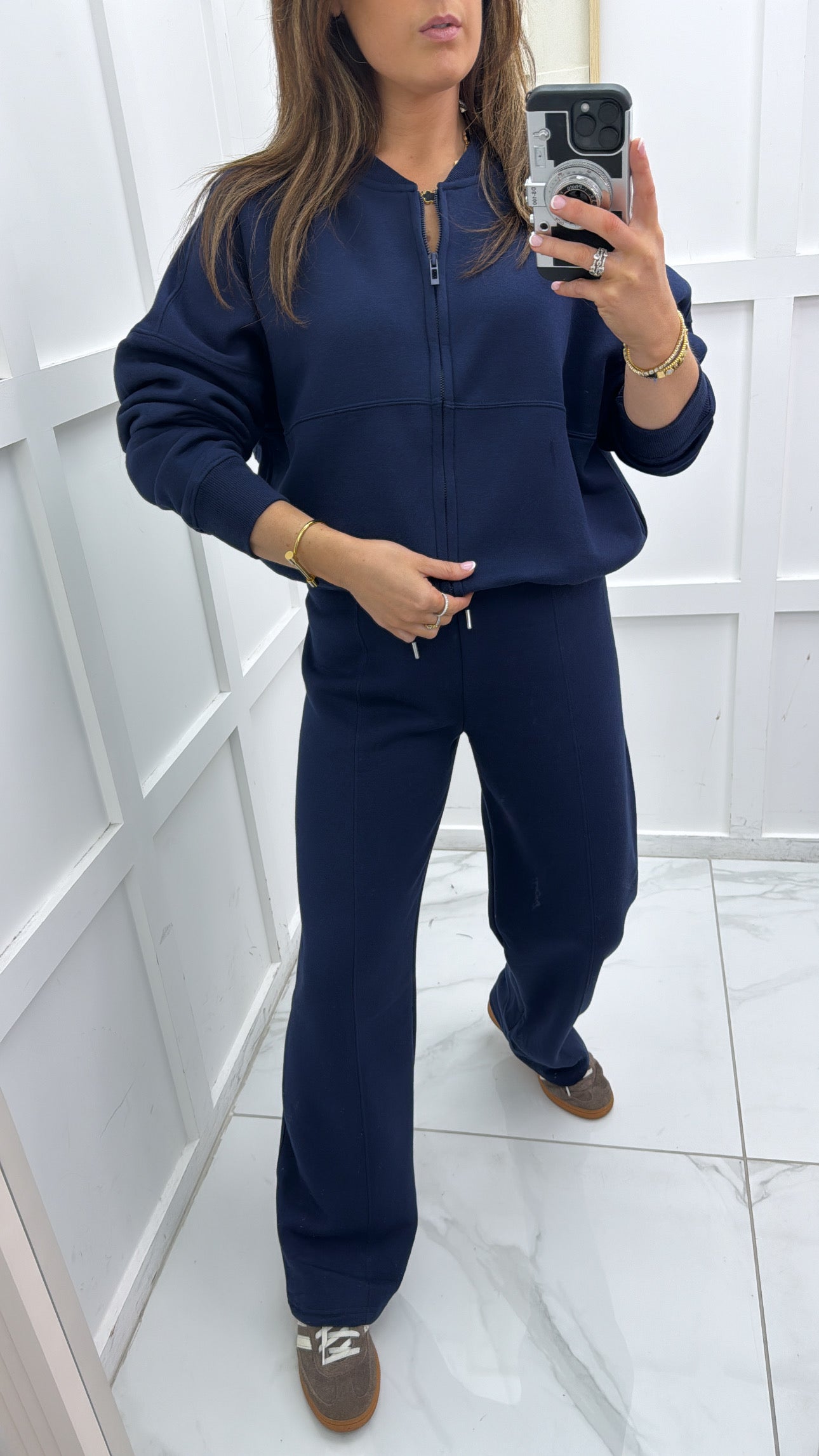 ELLEN navy bomber jacket and trouser lounge set