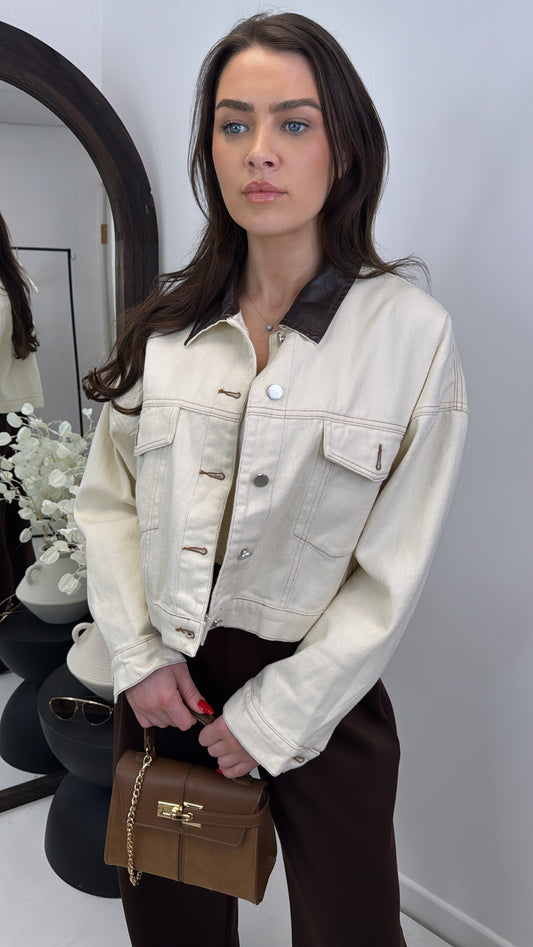 MAEVE beige denim jacket