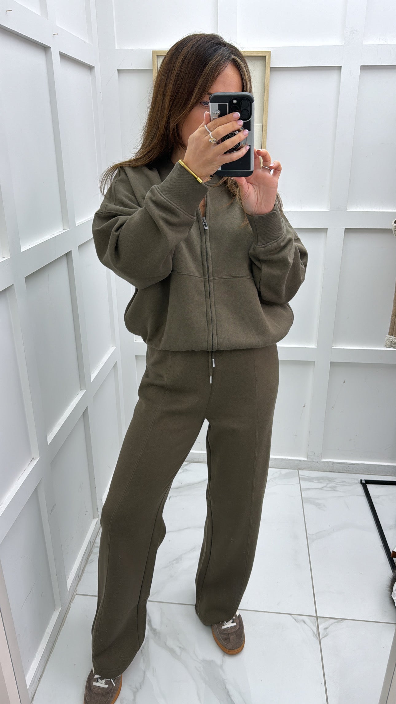 ELLEN khaki bomber jacket and trouser lounge set