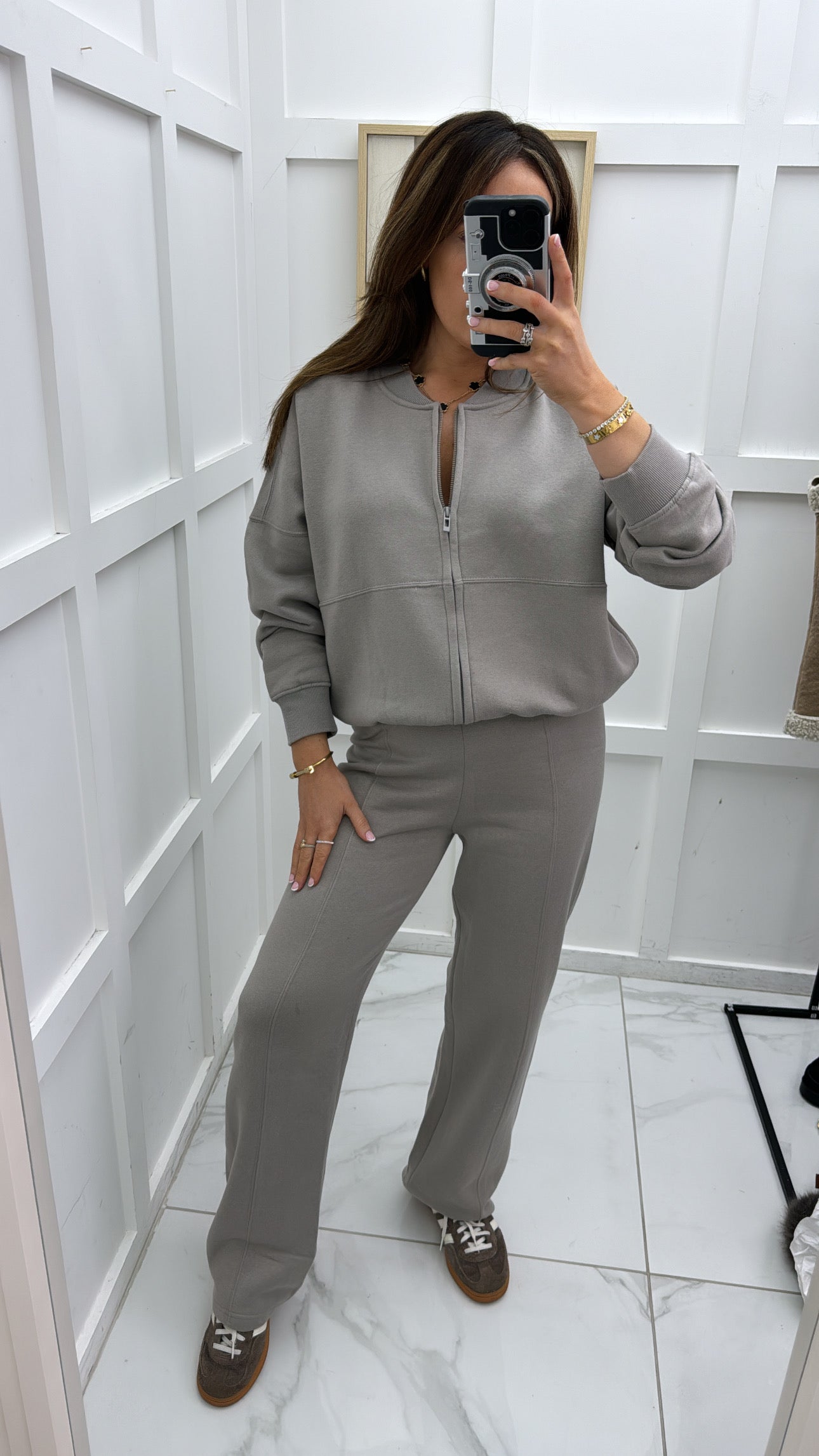 ELLEN dove grey bomber jacket and trouser lounge set