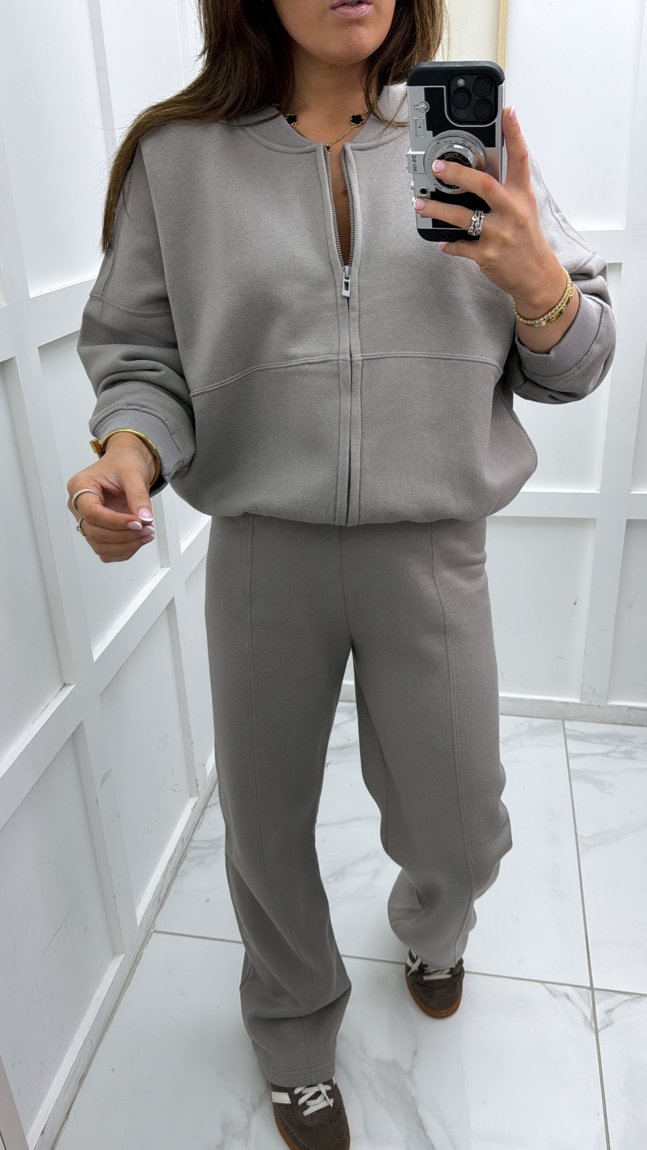 ELLEN dove grey bomber jacket and trouser lounge set