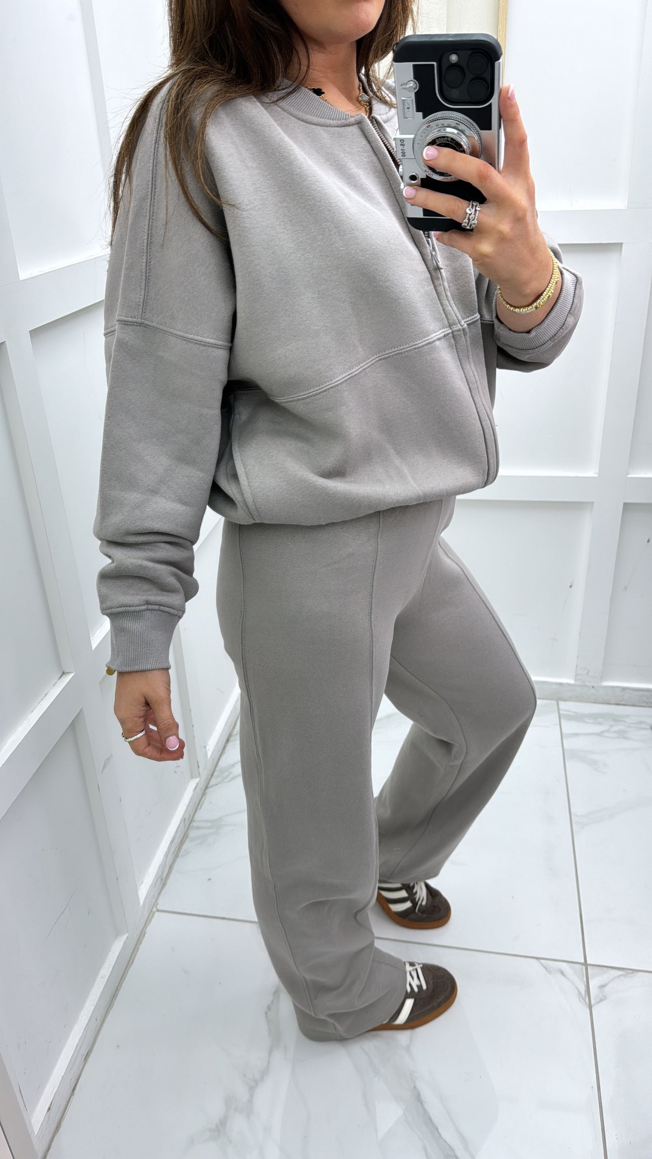 ELLEN dove grey bomber jacket and trouser lounge set