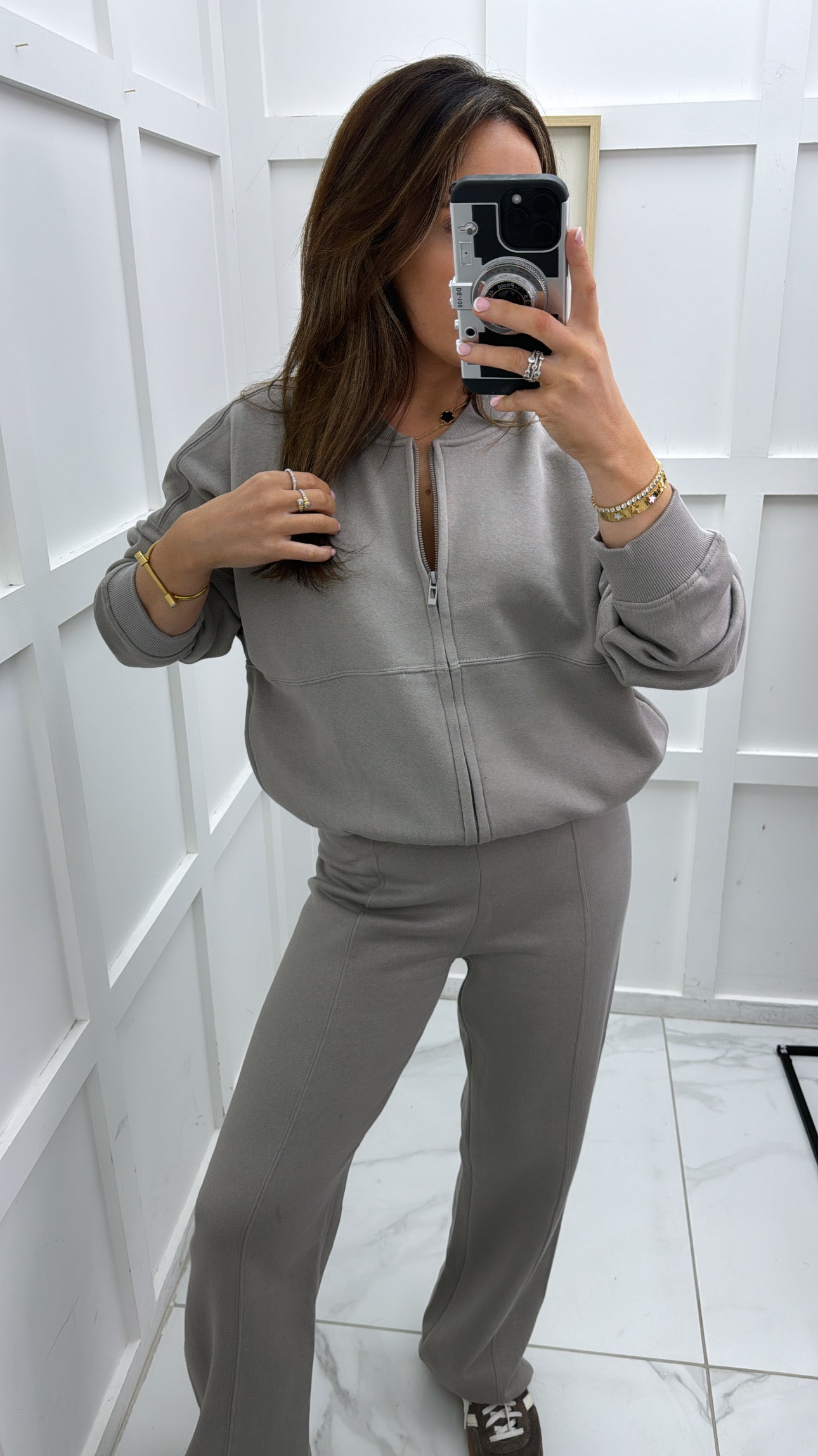 ELLEN dove grey bomber jacket and trouser lounge set