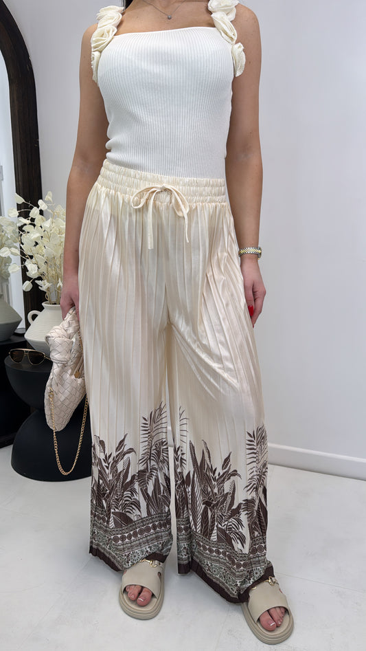 LIA brown and cream palazzo trousers
