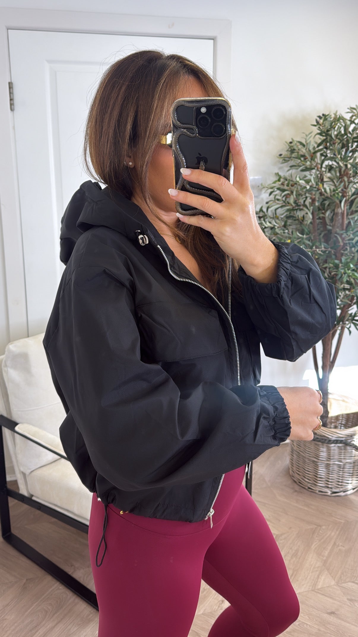 SIA black hooded windbreaker jacket
