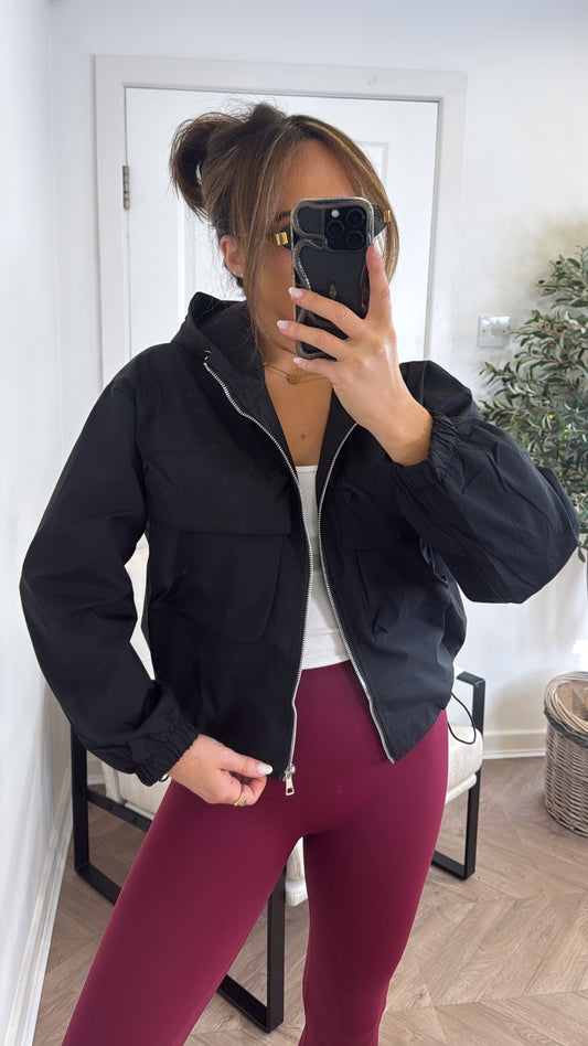 SIA black hooded windbreaker jacket