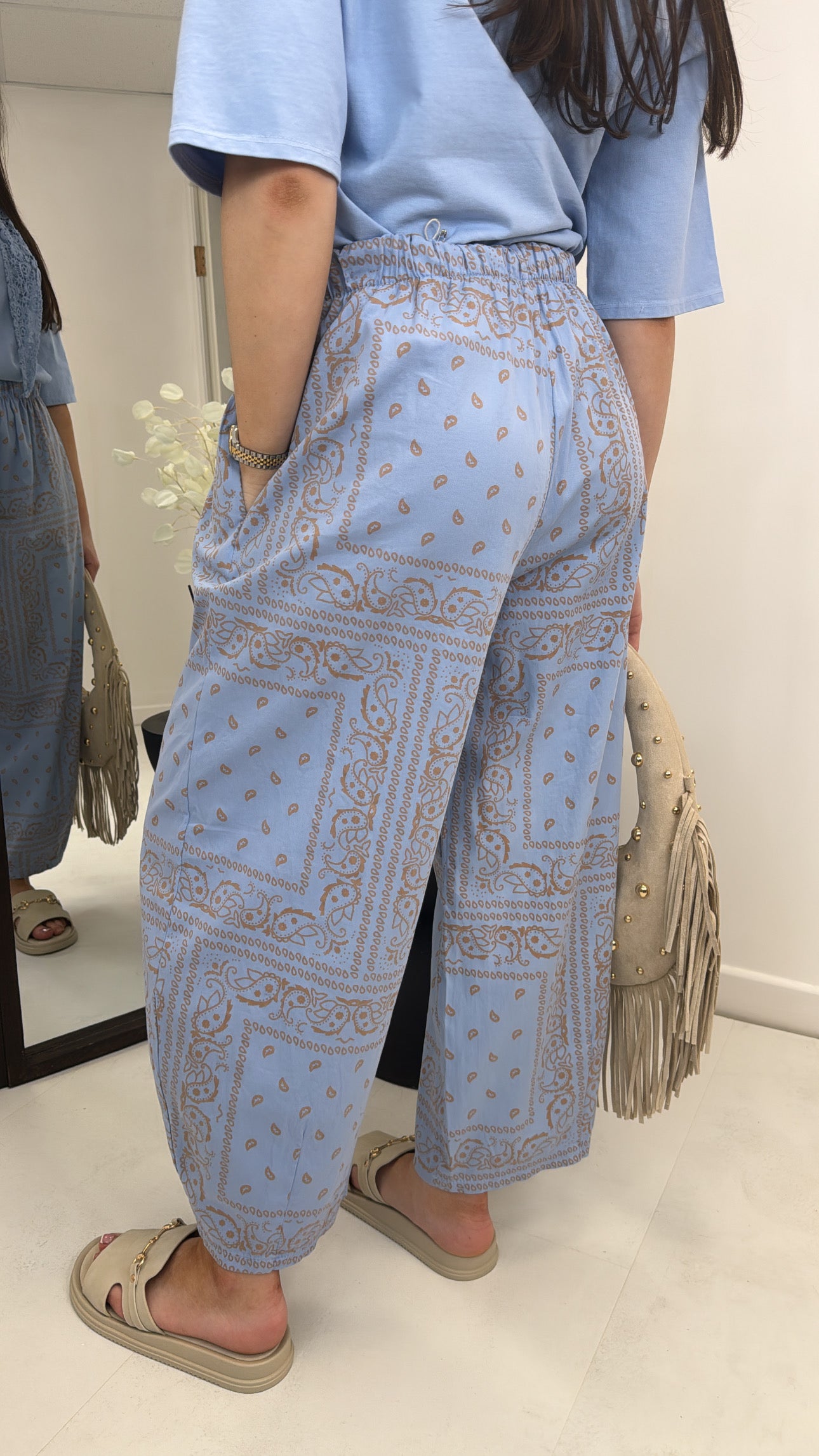 SERENITY blue bandana paisley print relaxed trousers