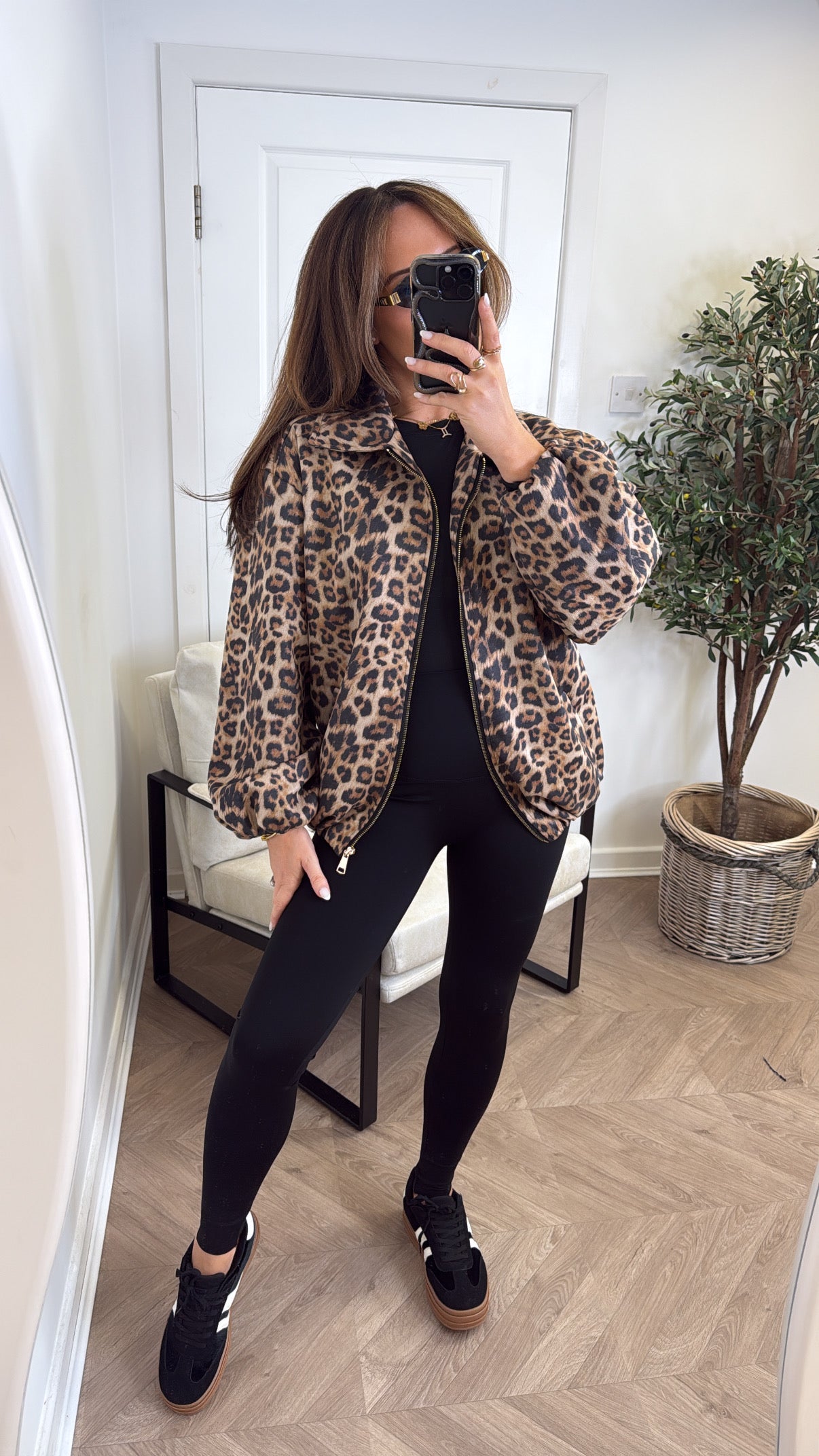 HETTIE leopard print soft bomber jacket