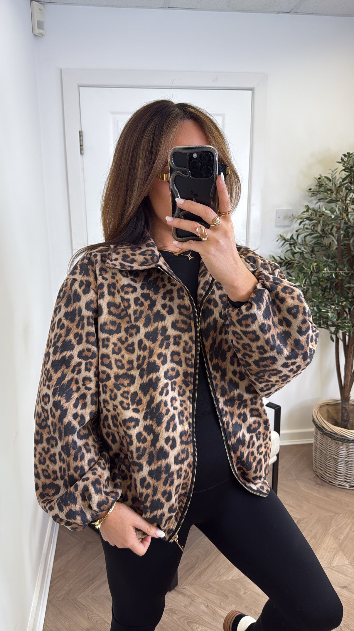 HETTIE leopard print soft bomber jacket