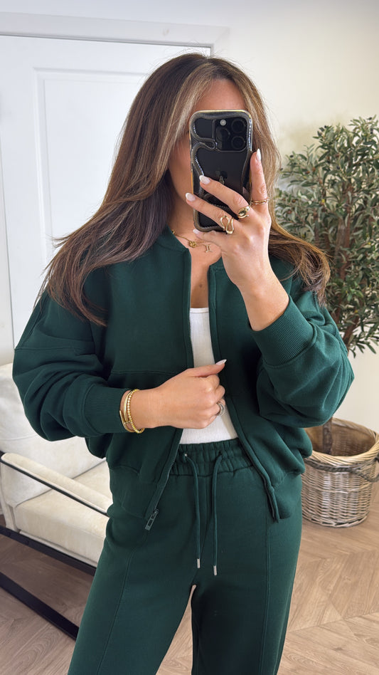 ELLEN forest green bomber and trouser lounge set
