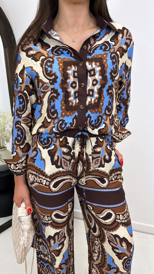 ZOEY brown shirt and trousers co-ord